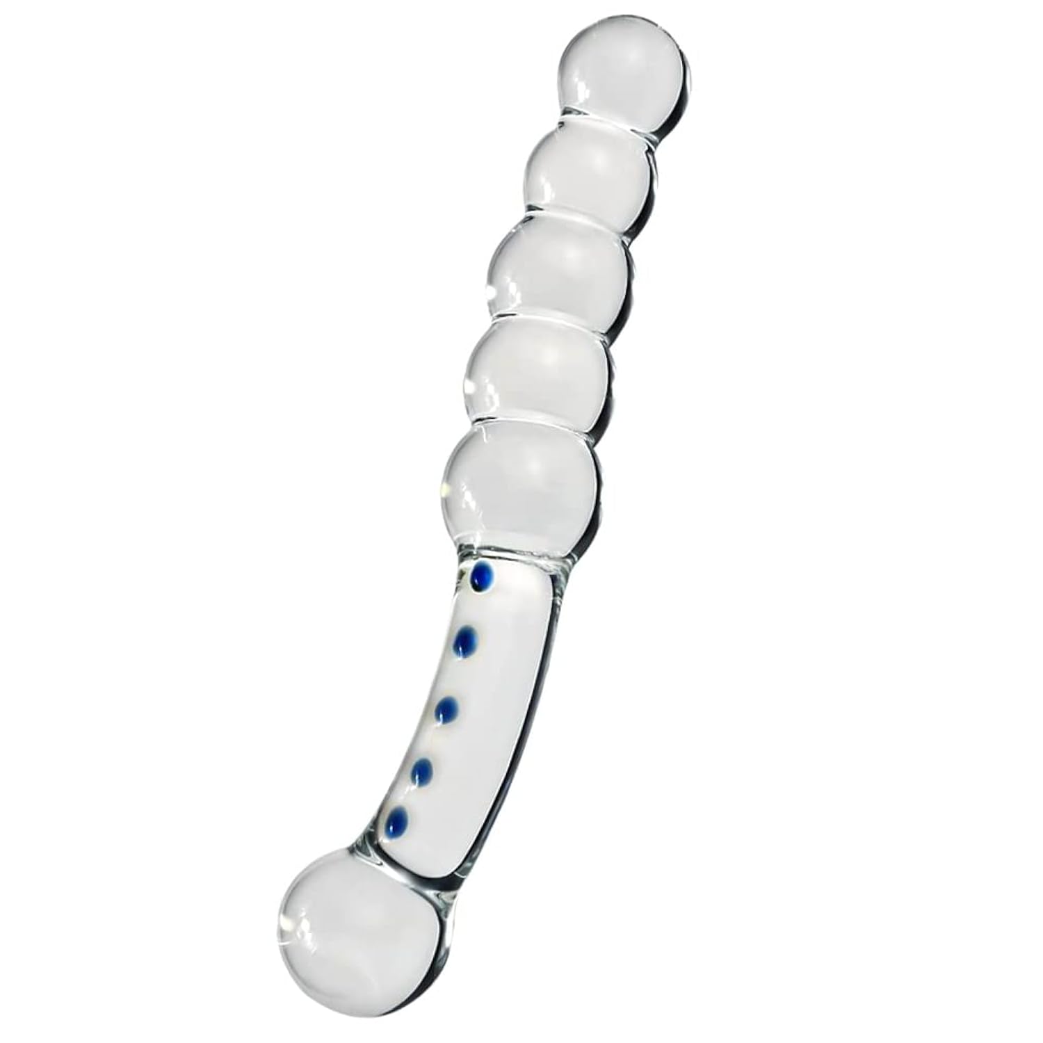 Crystal Glass Pleasure Wand Dildo Penis Beads Anal Plug, Double Head