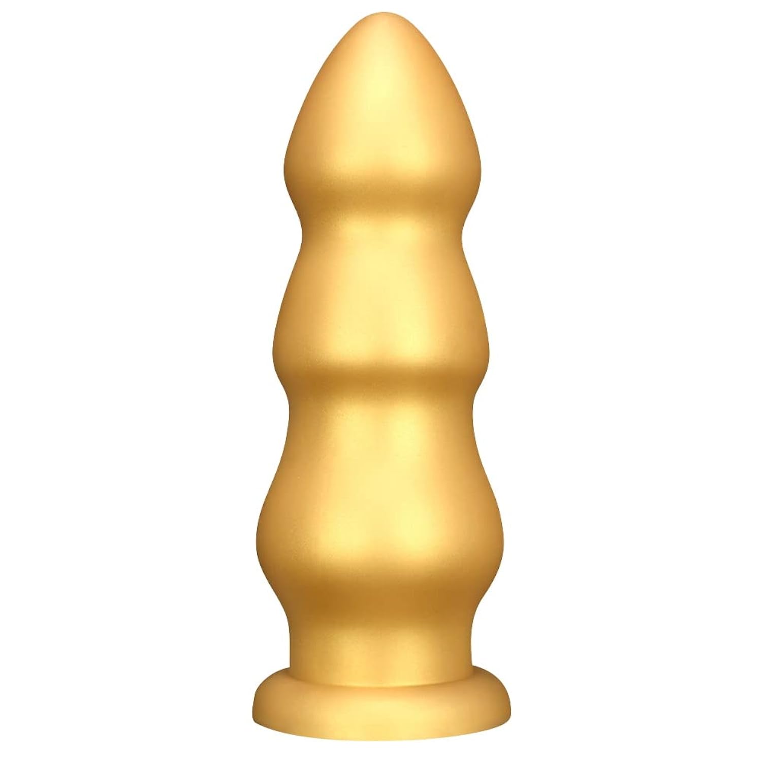 Gold Thick Anal Beads: Flexible Liquid Silicone Butt Plug, Vaginal & Prostate Massage Stimulation, Strong Suction Base, for Men & Women (L)