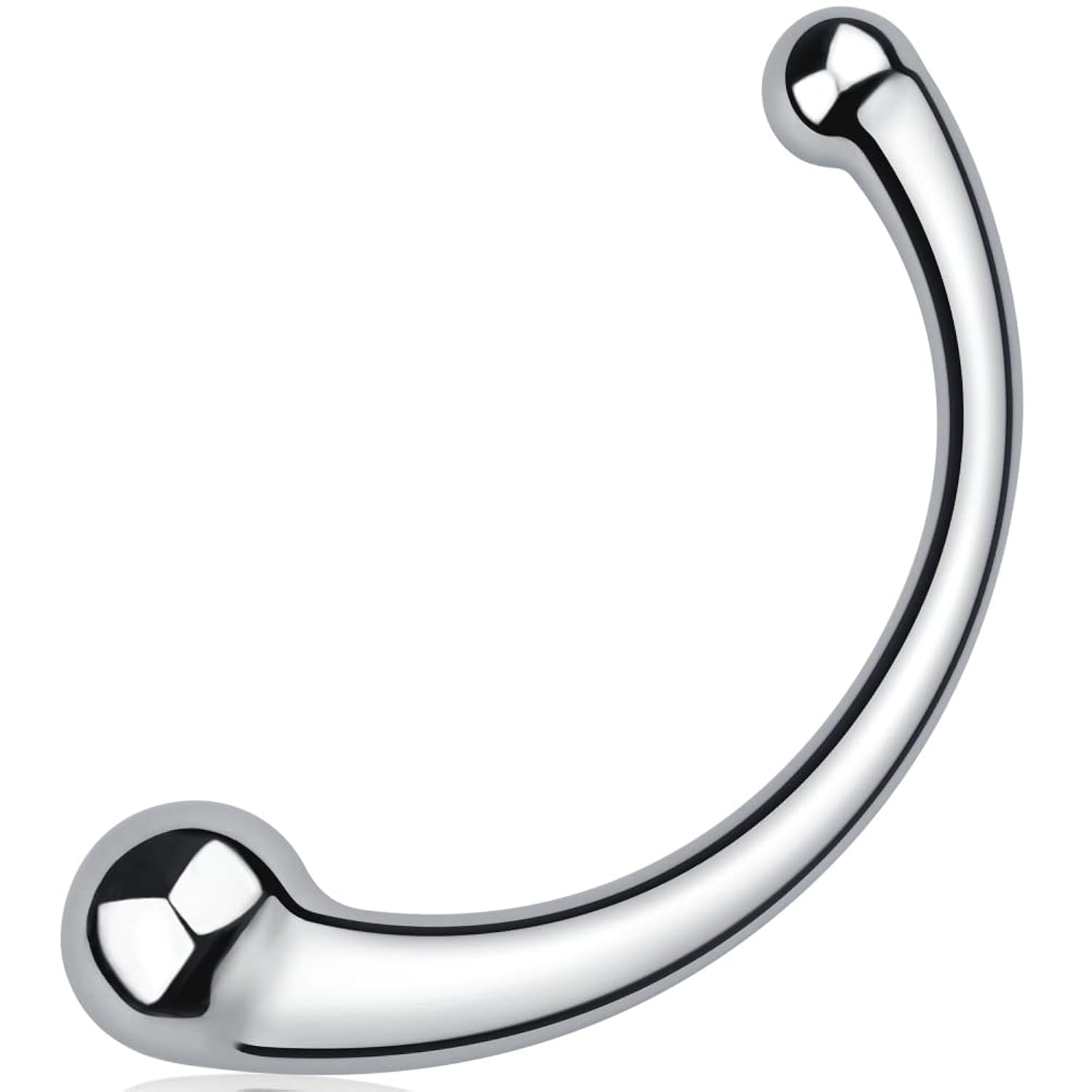 7.8" Stainless Steel Double-Ended Dildo: Curved Ends for G-Spot & Prostate, Anal Plug for Men, Women, Couples