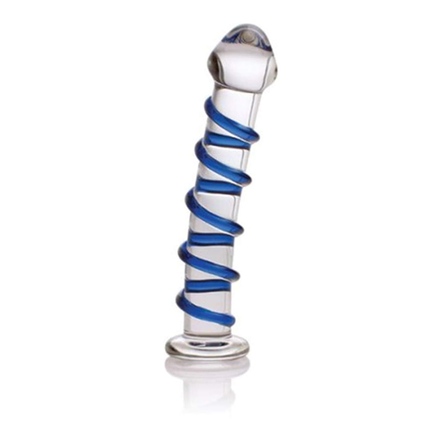 Don Wand Glass Pleasure Wand - Blue Swirl Mushroom Tip Rocket