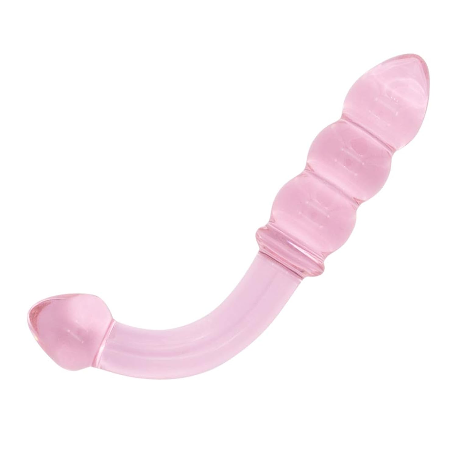 Glass Pleasure Wand, Bent Crystal Dildo, Double-Ended Anal Beads for G-Spot Stimulation