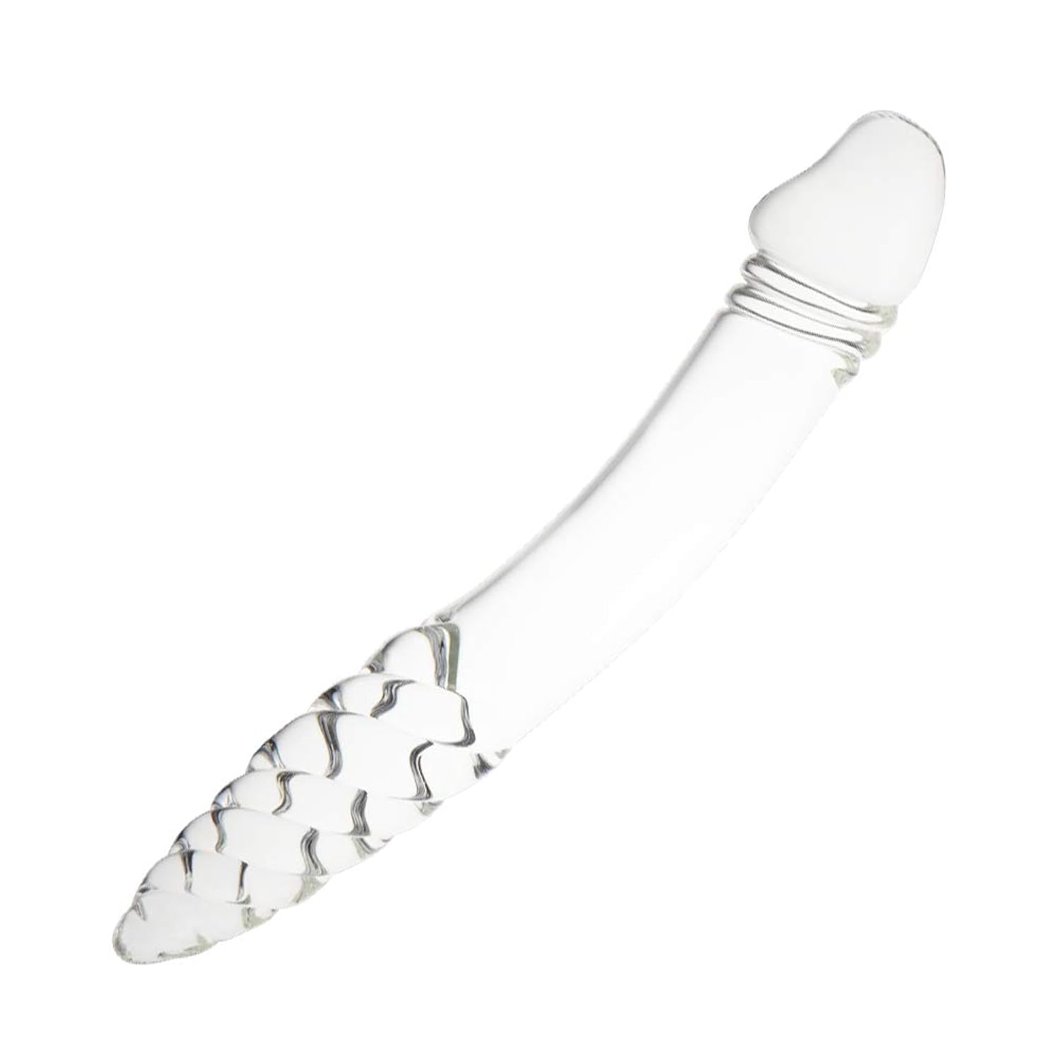 Glass Dildo, Crystal Double-Ended Penis Pleasure Wand With Spiral Text