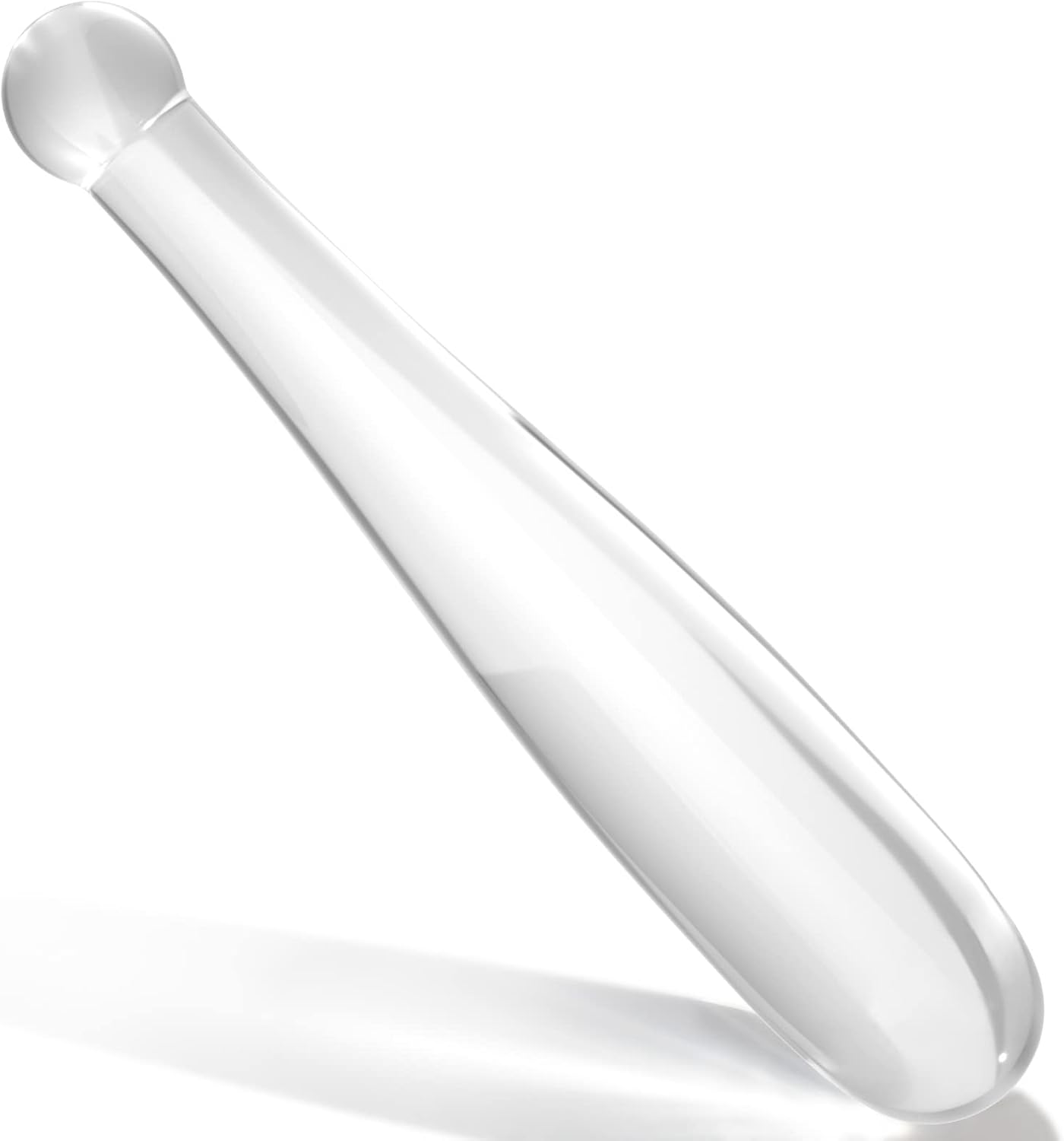Glass Butt Plug - Baseball Bat Shaped, Double-Ended Dildo, G-Spot & Prostate Massager, Transparent, for Women & Men (L)