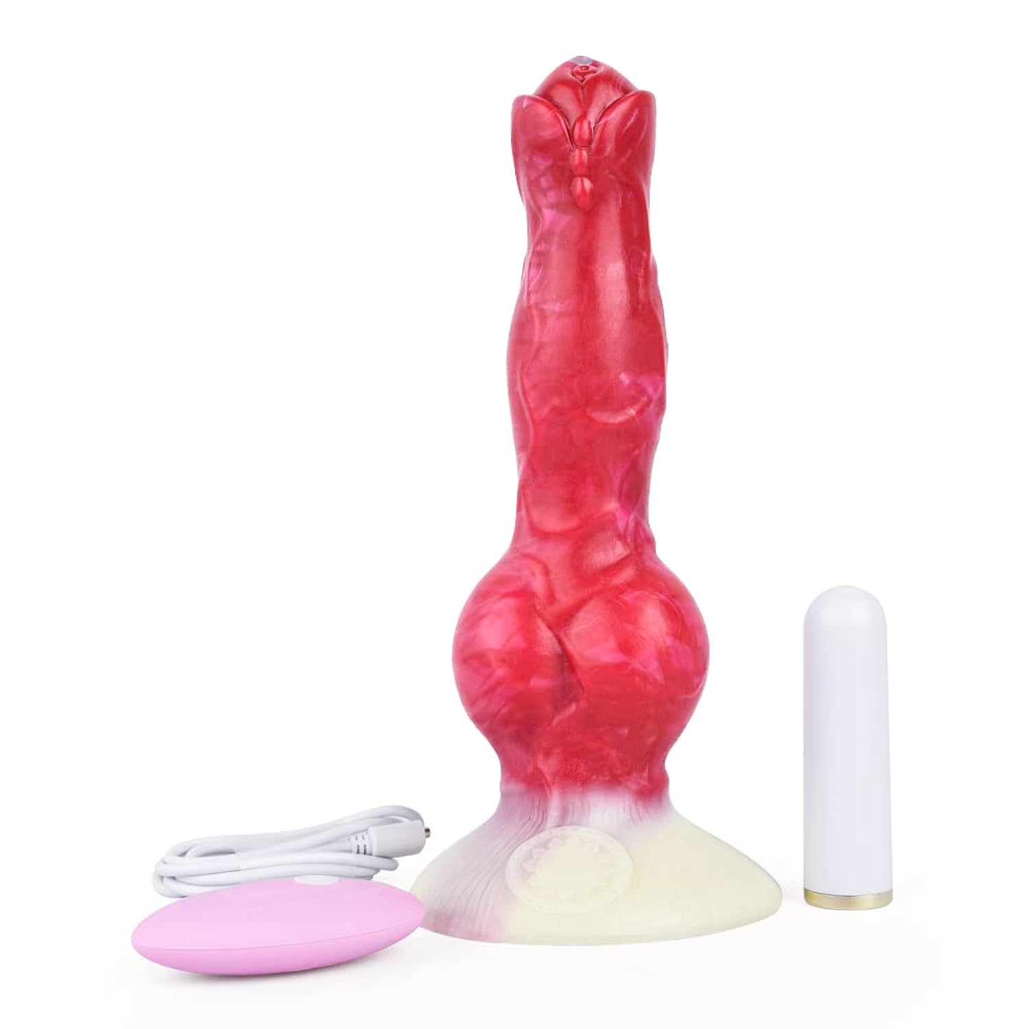 Lifelike Wolf Animal Vibrating Dildo - 8" Silicone, Knotted with Suction Cup, Bullet Vibrator, Realistic Dog Design, for Women, Men, and Couples