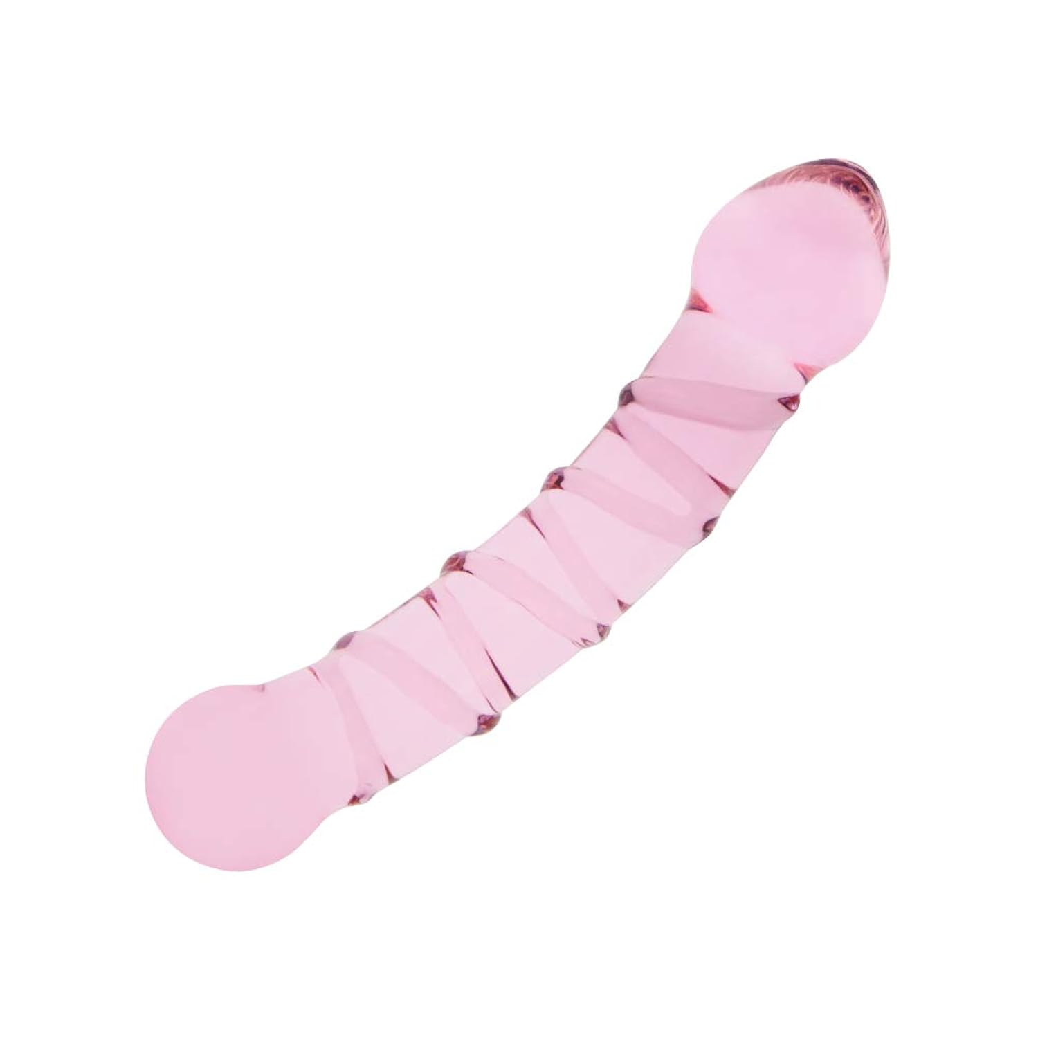 Glass Pleasure Wand, Crystal Double-Ended Dildo Penis With Raised