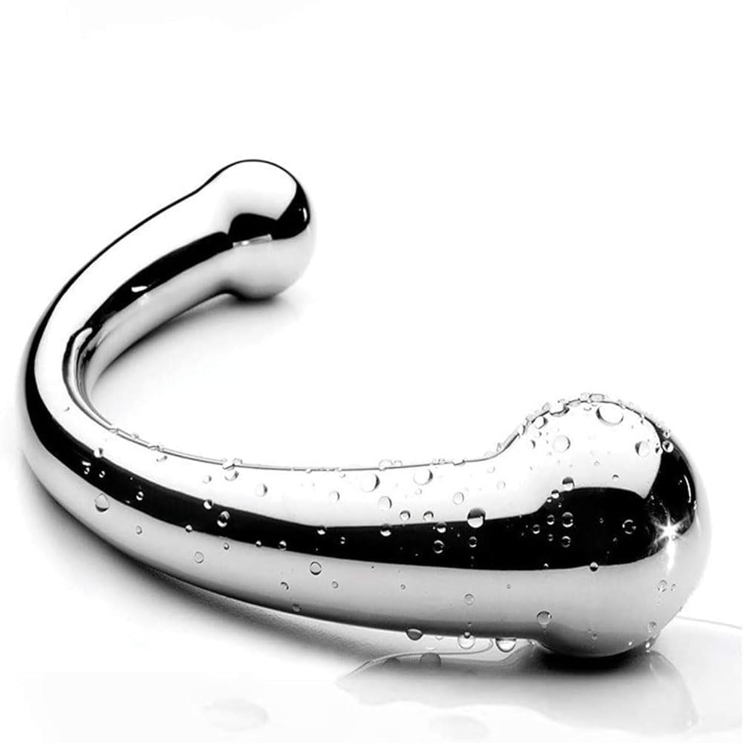 Double-Ended Stainless Steel P-Spot Wand Massage Stick, Pure Metal Anal Plug