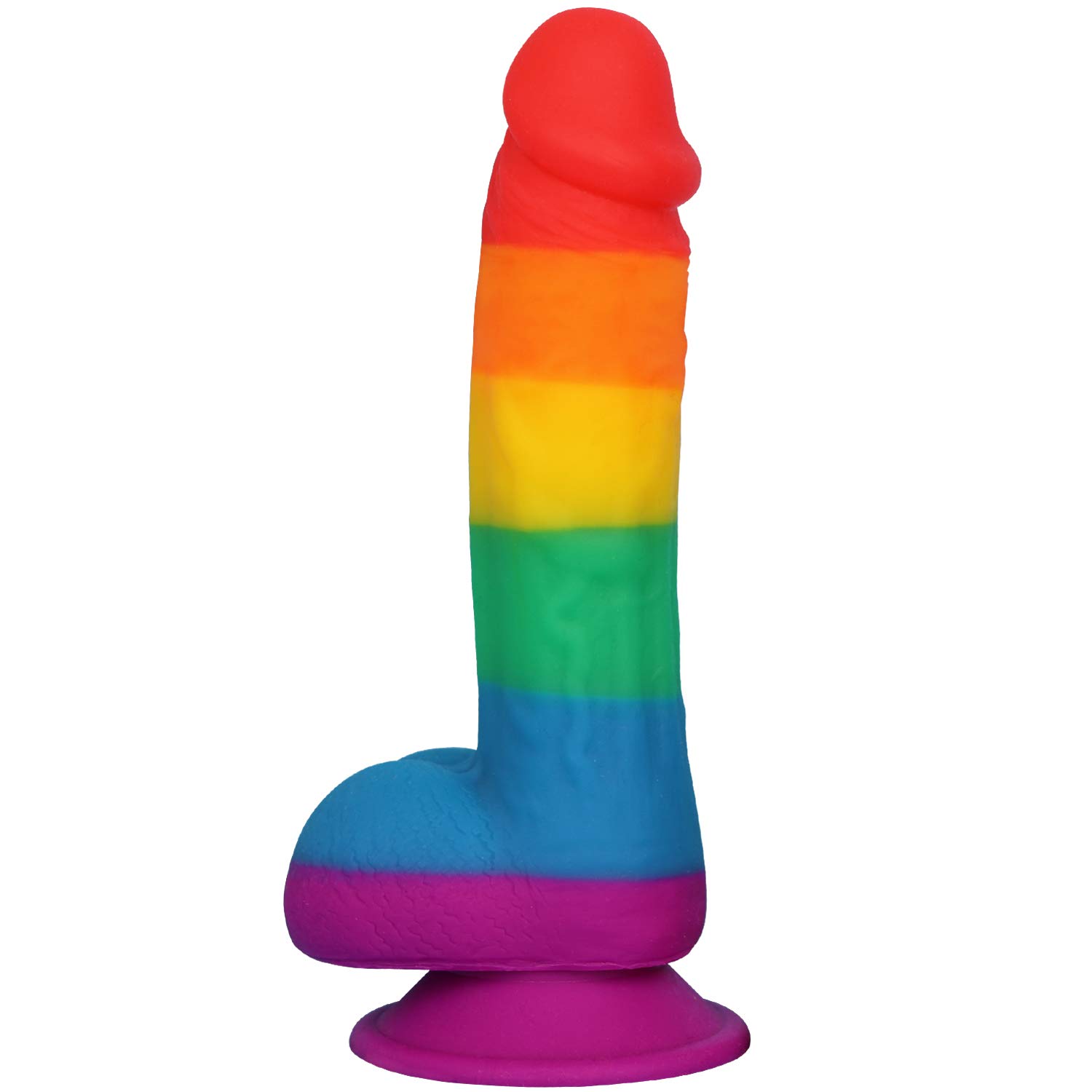 Realistic Rainbow Dildo with Suction Cup & Balls - Liquid Silicone