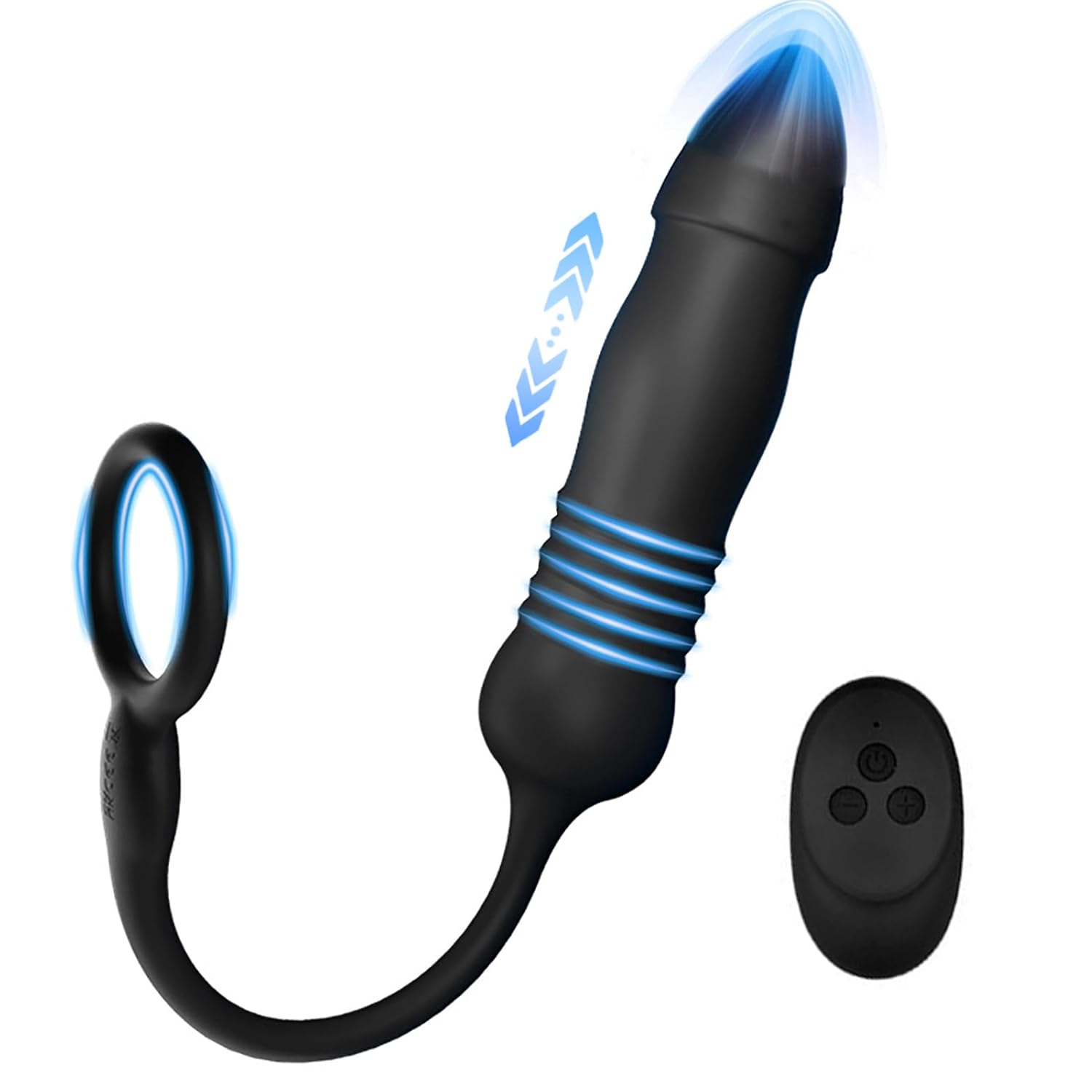 Thrusting Anal Vibrator Prostate Massager With Thick Penis Ring