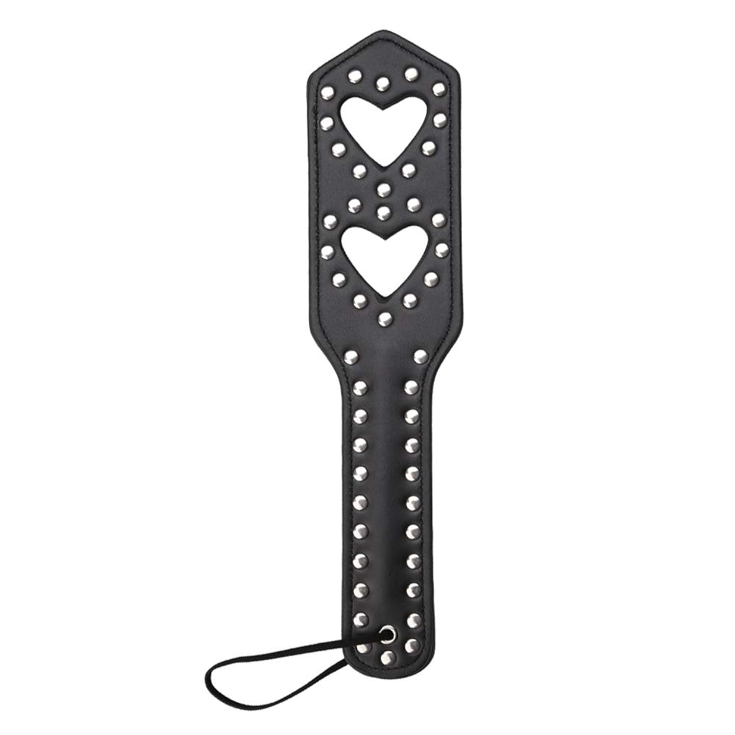 Hearts Spanking Paddle For Adults, Quality Studded Faux Leather Paddle