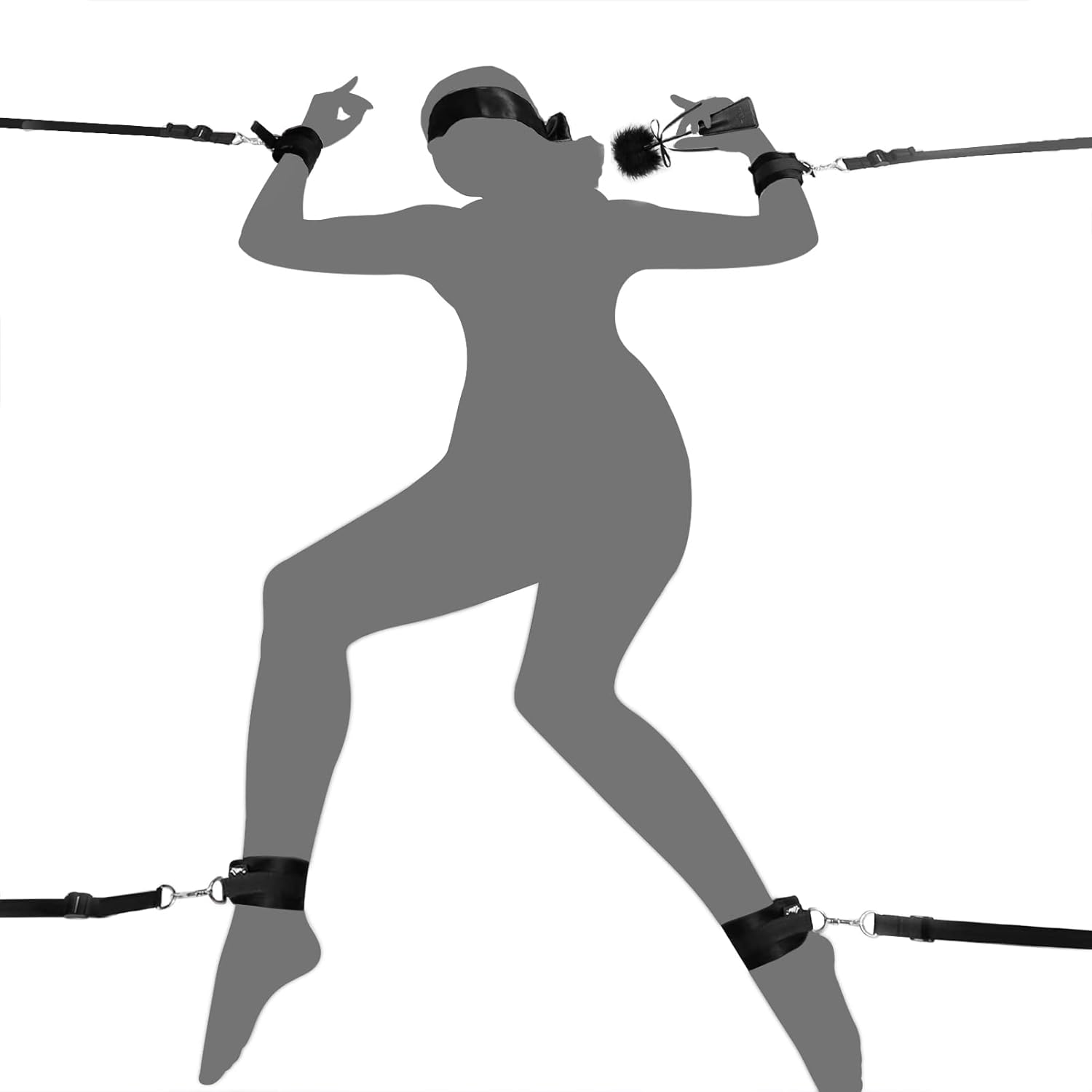 Sex Bondage Kit with Hand & Ankle Cuffs, Blindfold, Tickler