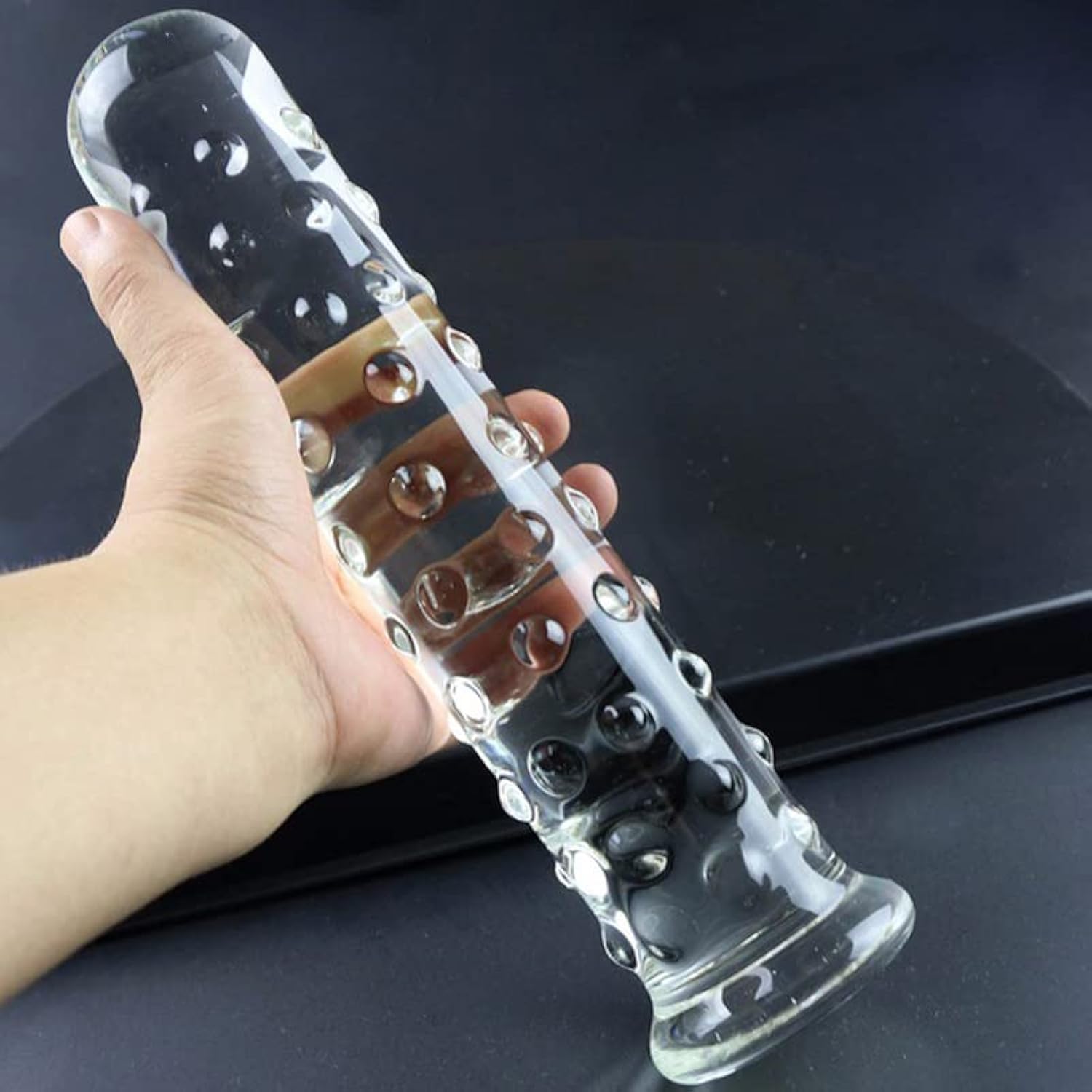Large Dotted Glass Dildo Crystal Penis Big G-Spot Stimulator Female