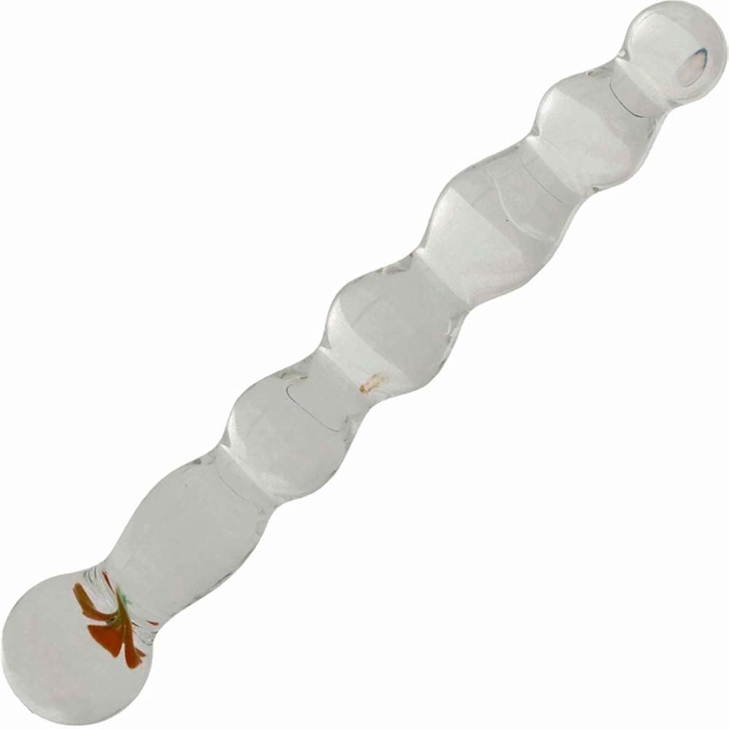 9" Ribbed Glass Dildo With Lube 1Oz - G-Spot Dildos, Double-Ended