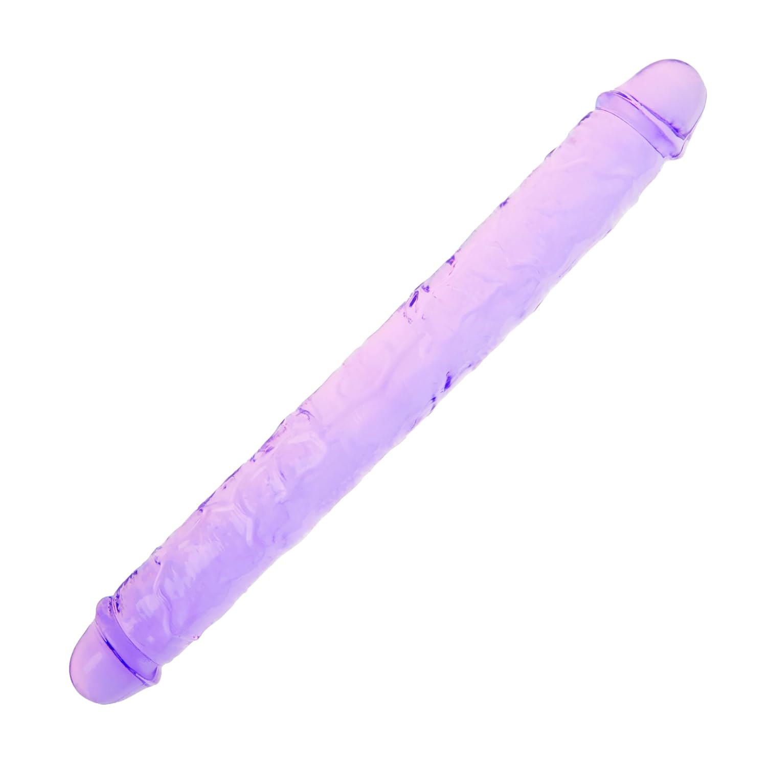 Double Dildo Crystal Jelly, 13.4" Long, Flexible Anal Toy (Purple)