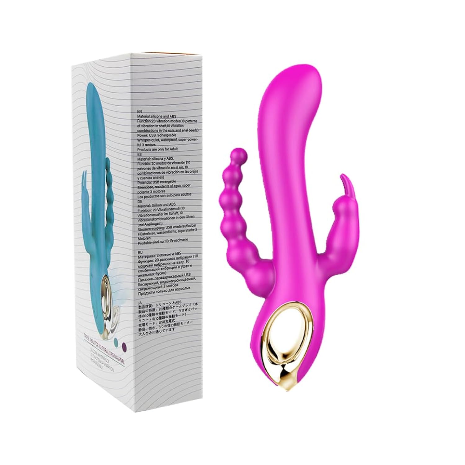 3 In 1 Silicone G-Spot Rabbit Anal Vibrator Vibrating Dildo Adult Sex