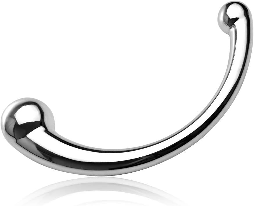 Double-Ended Metal Dildo - G-Spot & Anal Massage, Curved, Dual Ended, for Couples