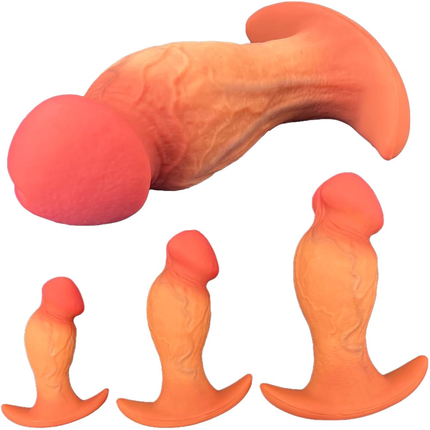 Realistic Big Glans Silicone Anal Plug, G-spot Stimulator for All Levels (L)