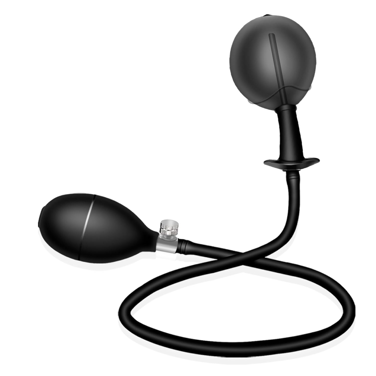 New Silicone Inflatable Anal Plug With Solid Shaft In The Center Body