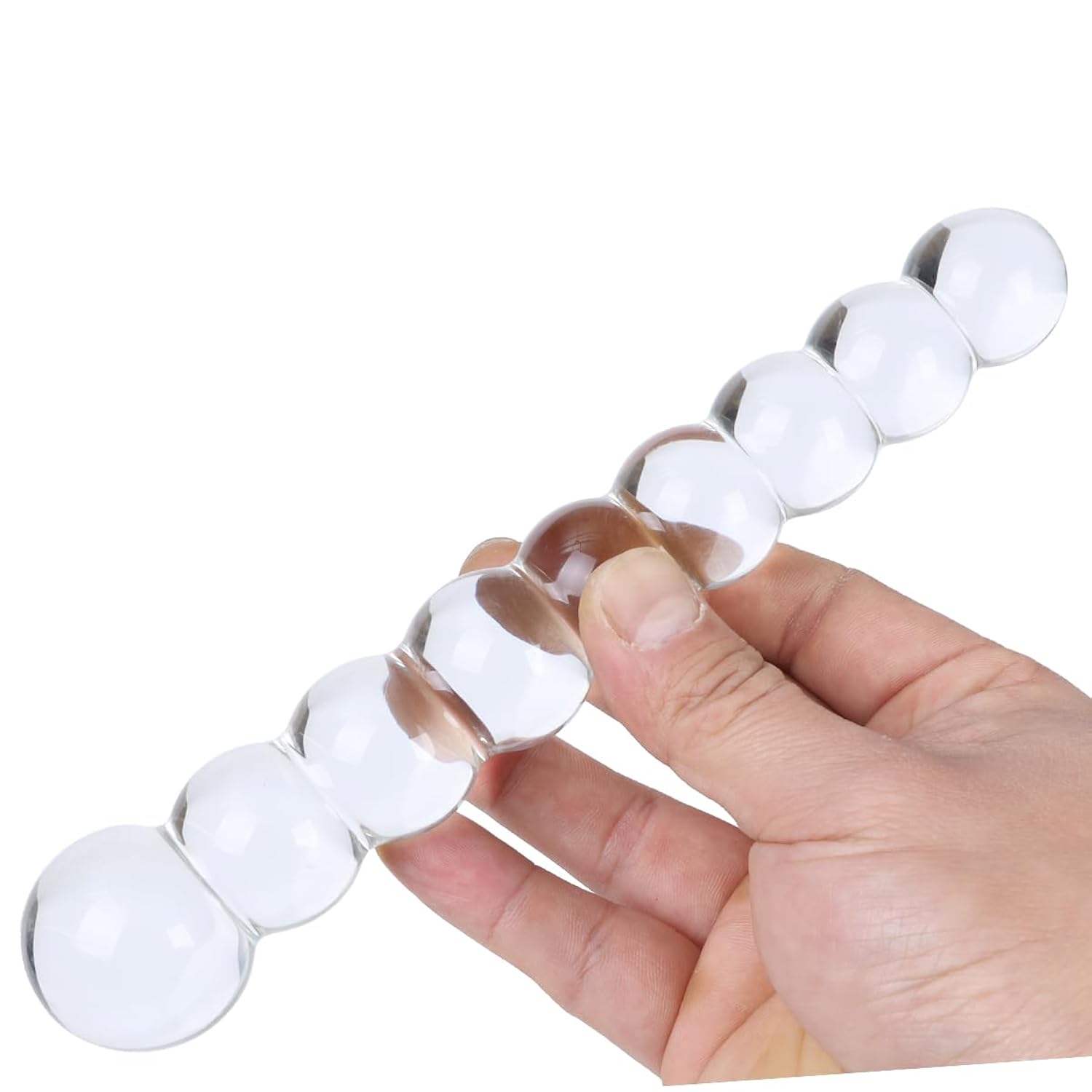 7.6" Clear Graduated Glass Anal Beads Butt Plug Crystal G Spot Dildo