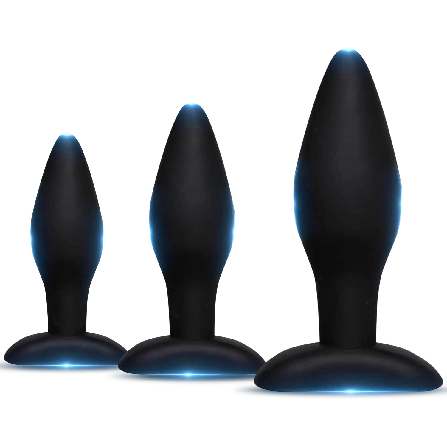 3 Size Silicone Anal Plug Set - Cone Design Butt Plug Adult Sex Toys