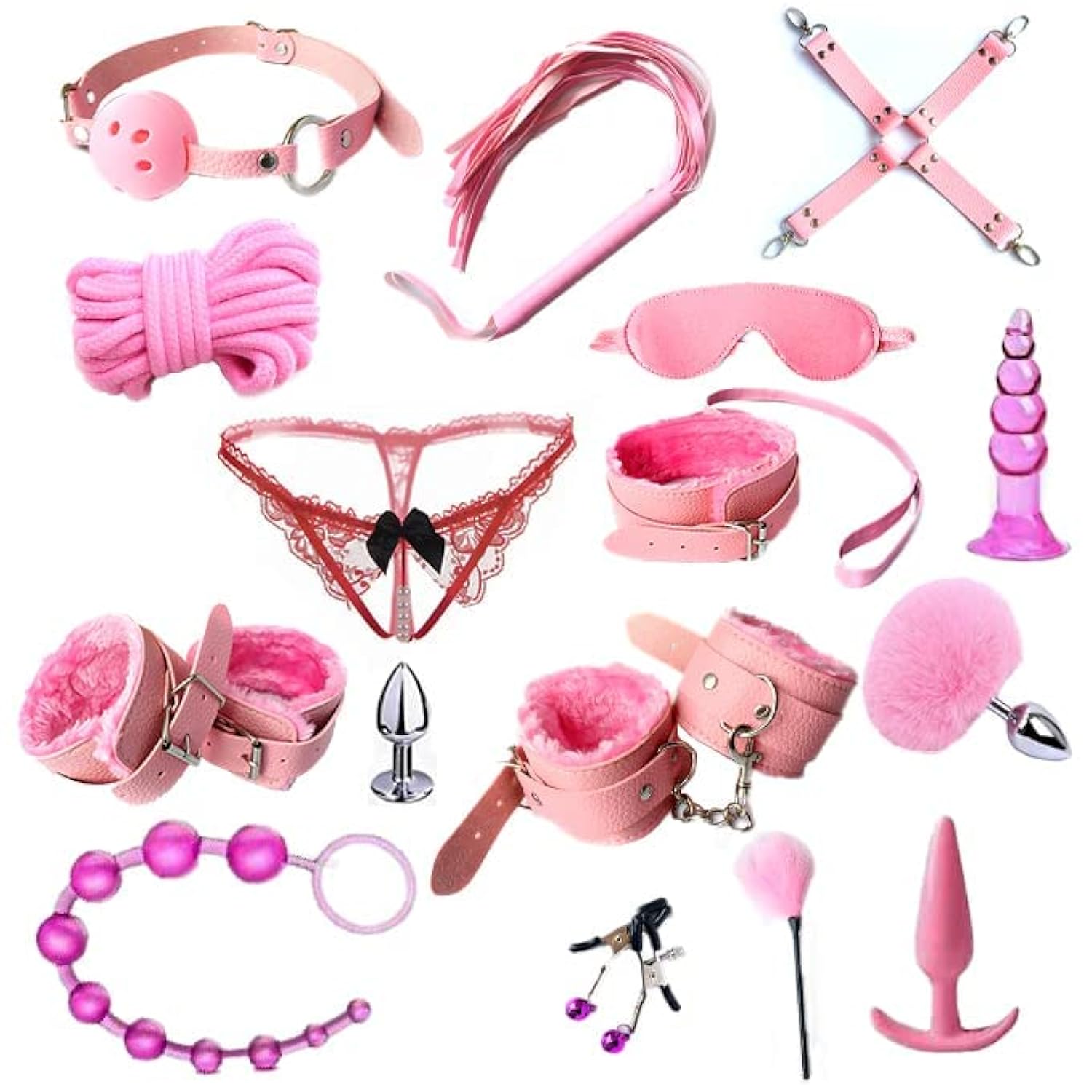 Bdsm Restraints Sex Toys 16Pc Bondage Restraints Set Fetish Bed