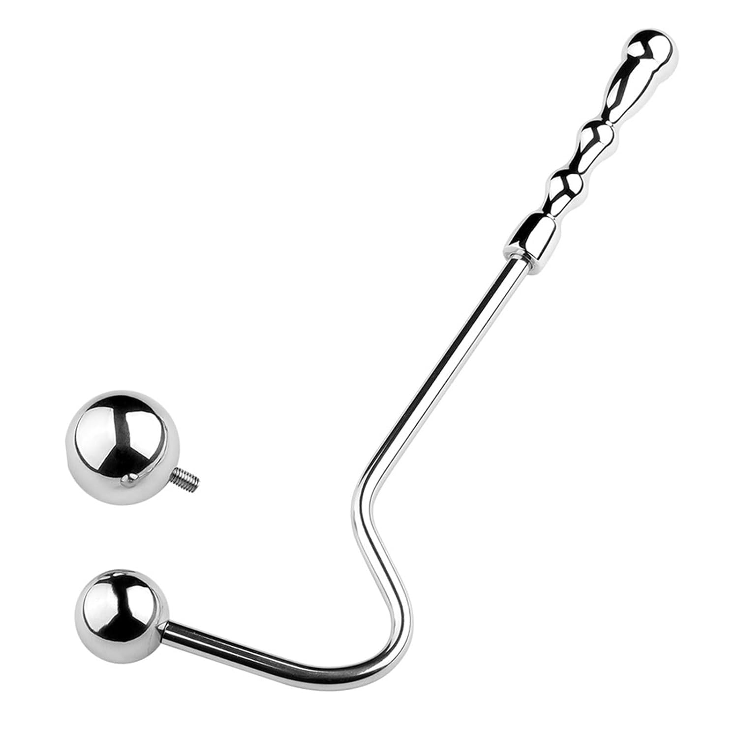Stainless Steel Anal Plug, Anal Hook With 2 Balls Metal Butt Plug Sex