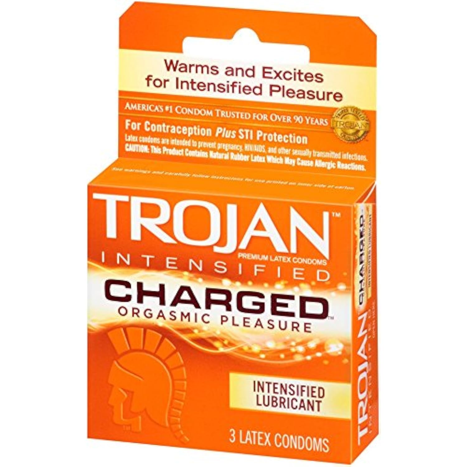 Charged Lubricated Condoms - 3 Count, Premium Latex (Pack of 1)