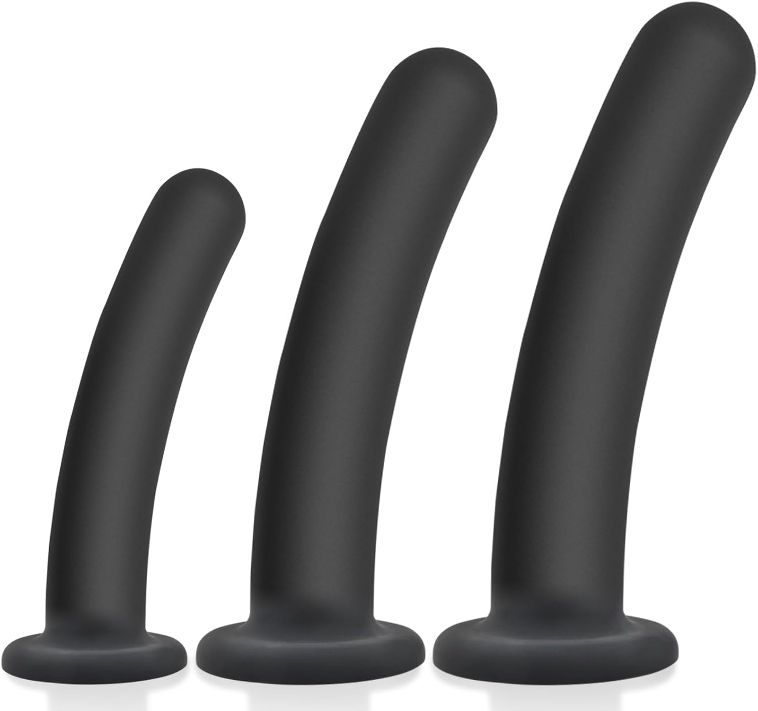 3 Sizes Butt Plugs - Silicone Dildo with Suction Cup for Anal & G-Spot Stimulation (Black)