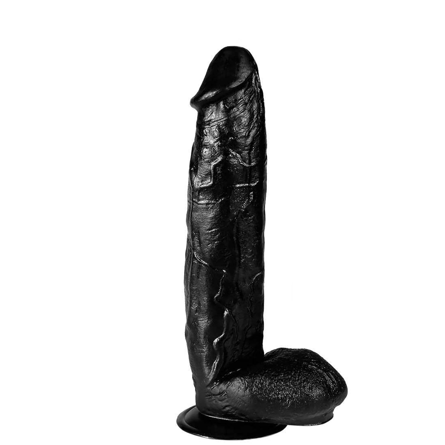 12'' Realistic Silicone Dildo - Strong Suction Cup, G-Spot & Anal Stimulation, Black
