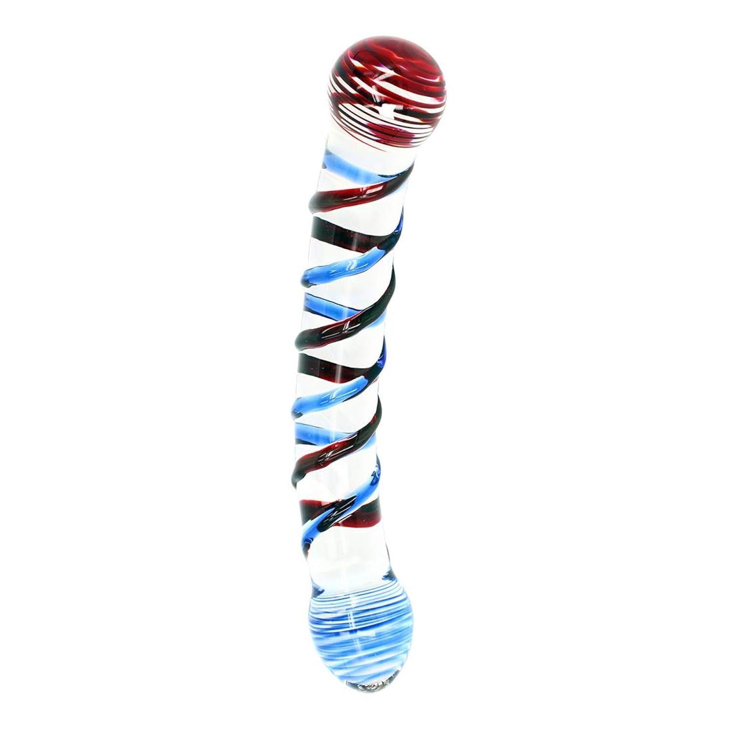 7.9 Inches Colorful Two-Head Clitoral Stimulator Glass Dildo with Anal Plugs, Pleasure Wand for Couples