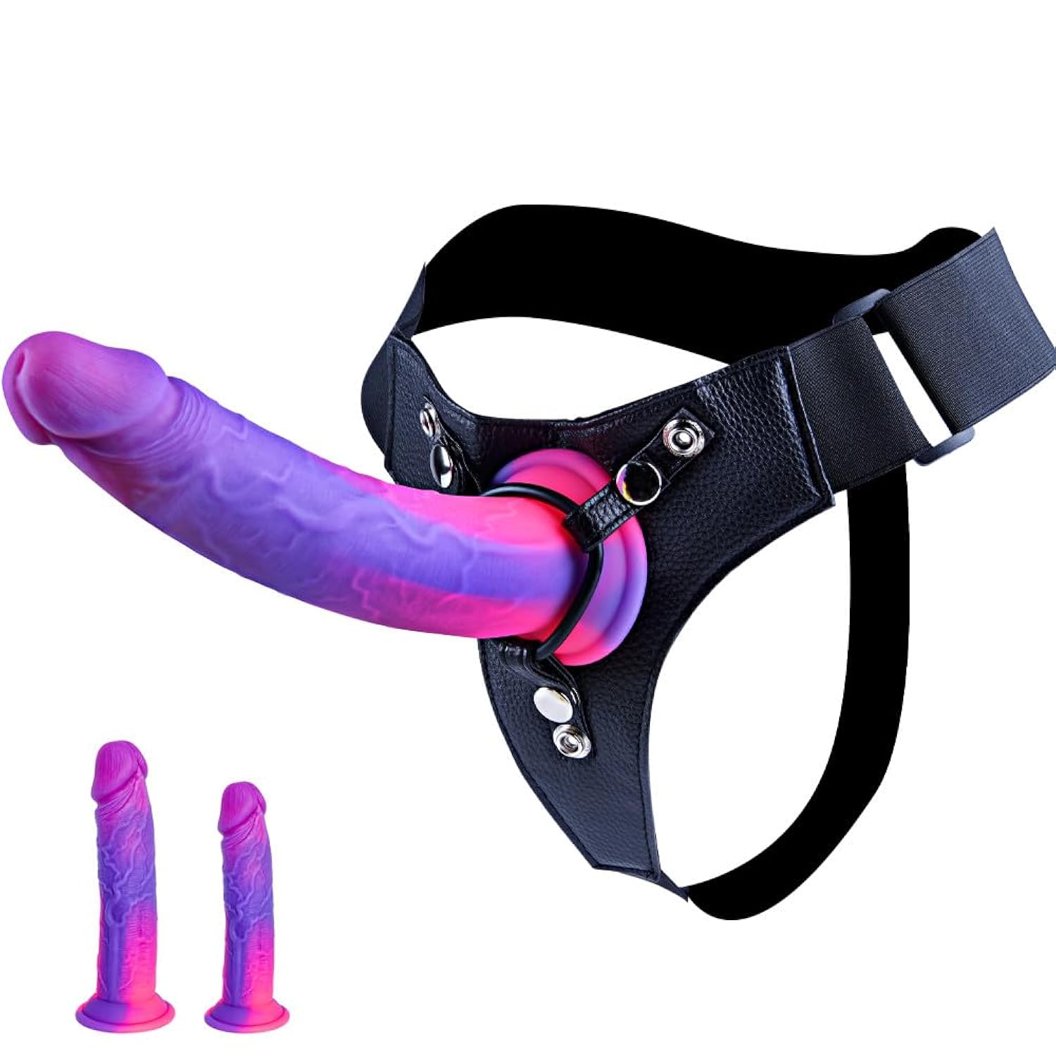 2 Pcs Silicone Strap-On Dildo Set - Wearable 7" & 8" Fantasy Dildos