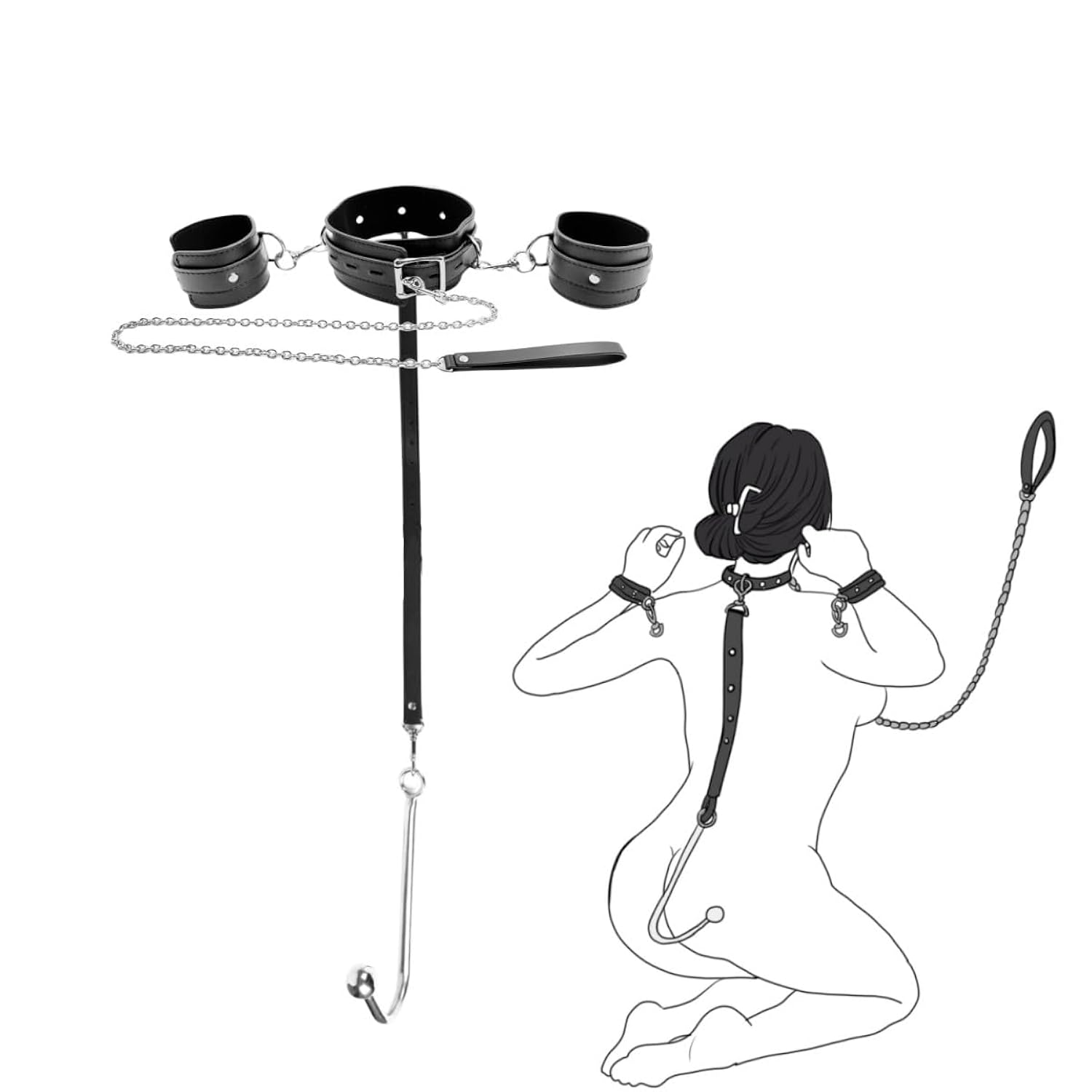Anal Hook Sex Bondage Restraints Kit Bdsm Sex Toys Handcuffs Neck