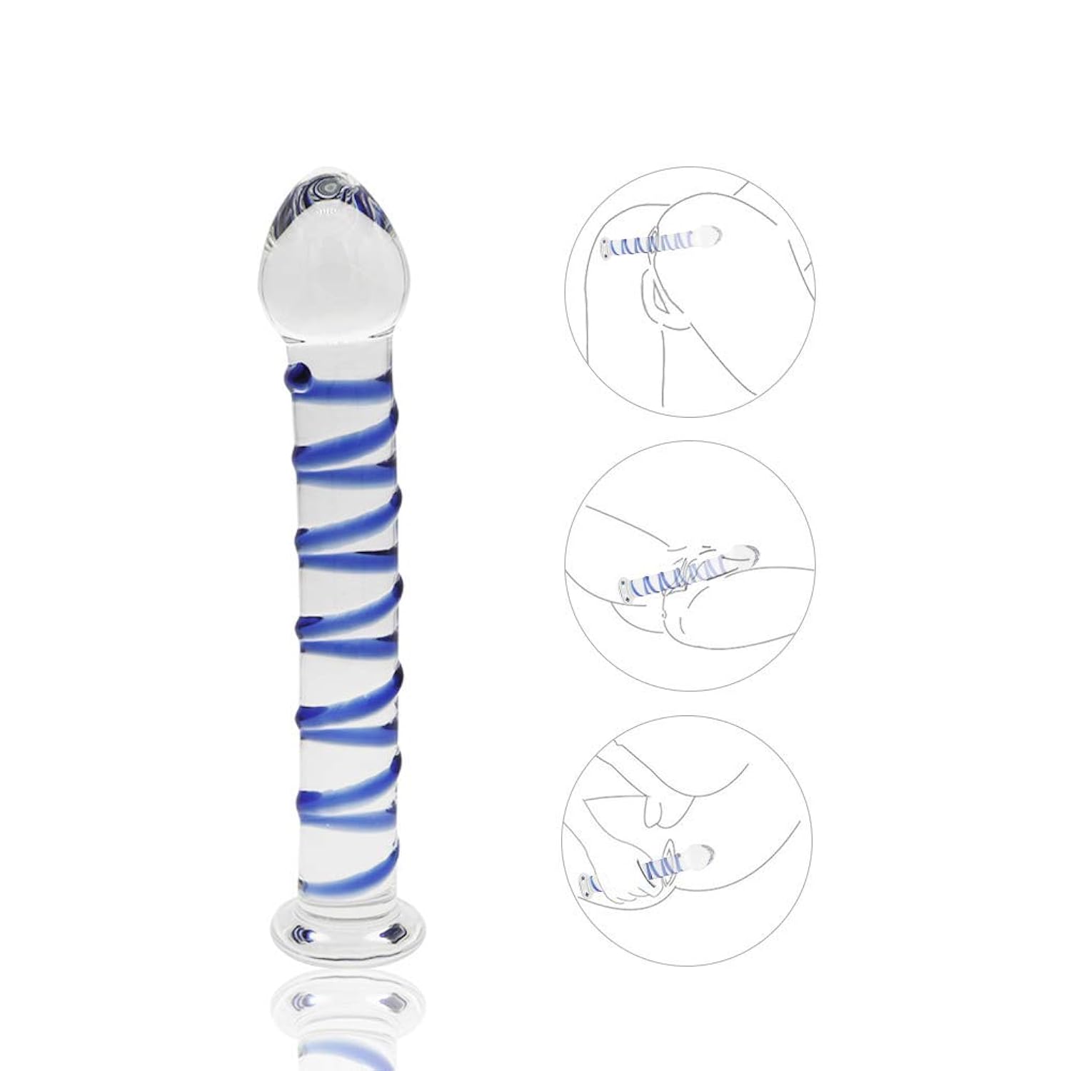 Glass Dildo - 7.67" Crystal Anal Butt Plug, Unisex Pleasure Wand