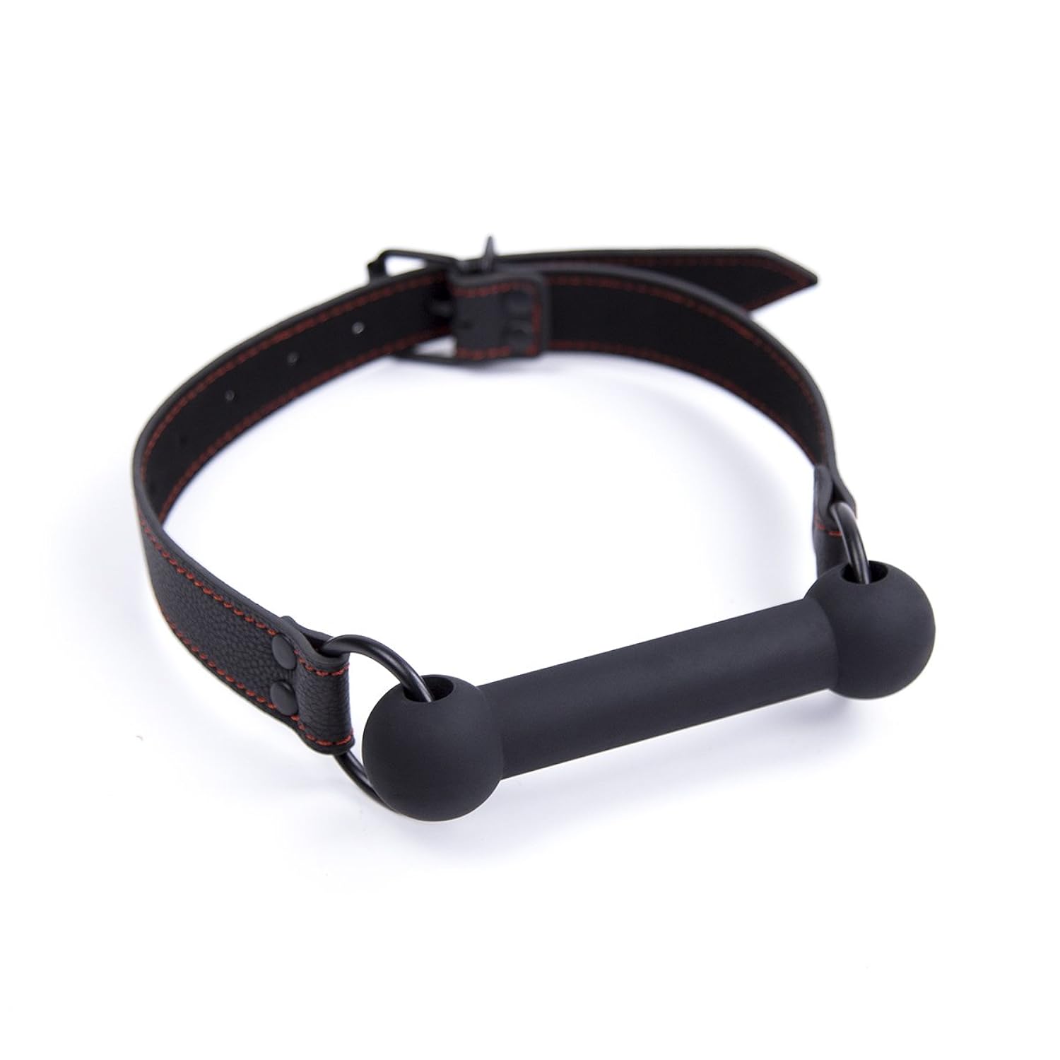 Leather Bondage Toys, Open Mouth Gag with Silicone Bar (Color-1)