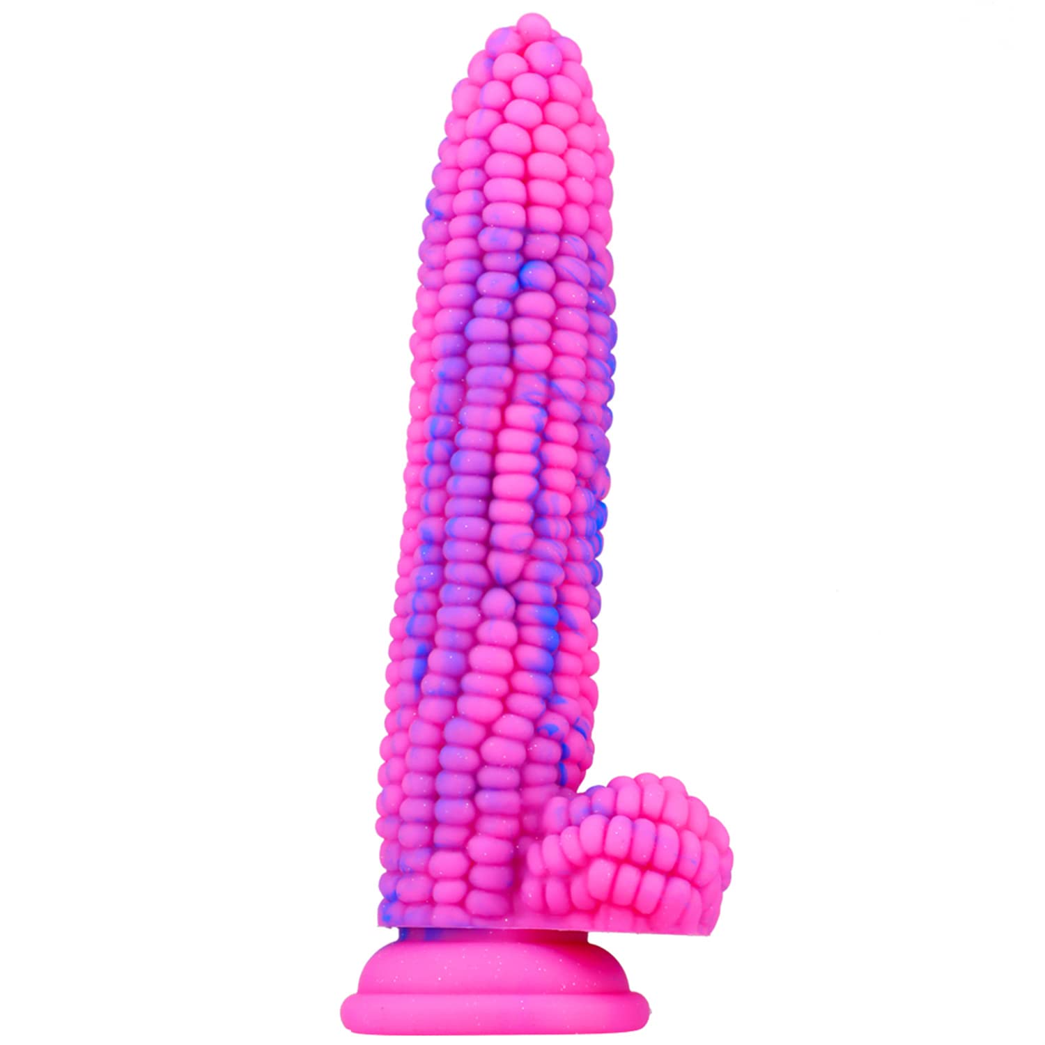Monster Dildo - Colorful Corn Design, 8" Soft, Flexible with Strong Suction Cup, Pink