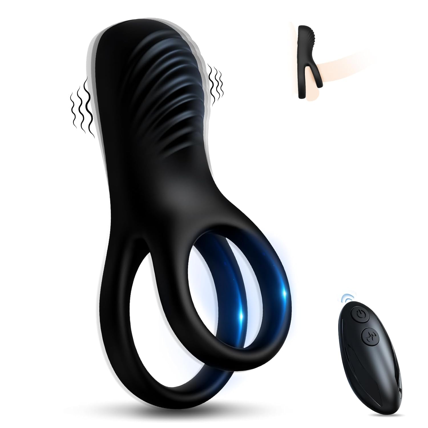 Vibrating Cock Ring - Clitoral Stimulator, 9 Vibration Modes, Black