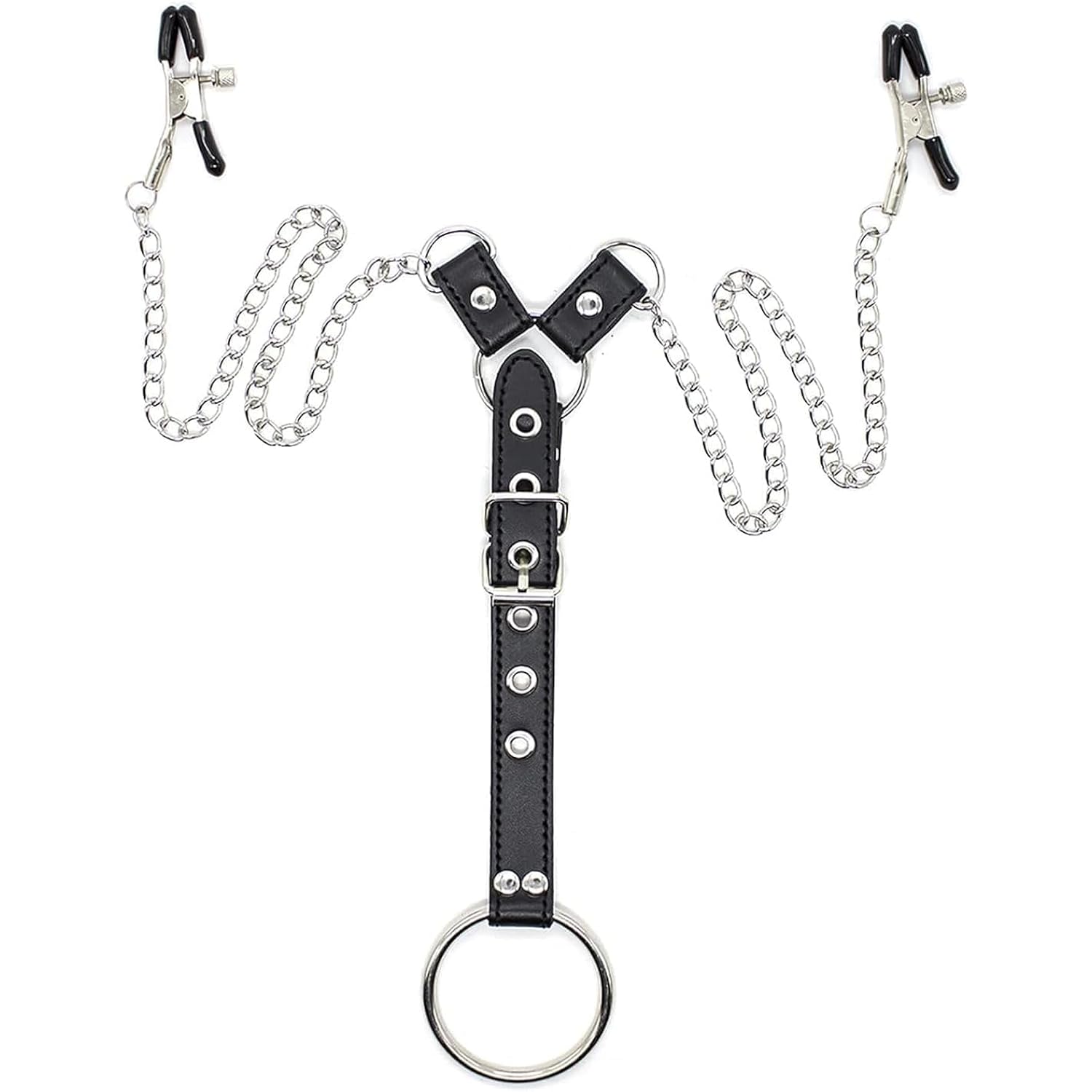 Men'S Nipple Clamps Cock Cage Chastity Belt With Cock Rings