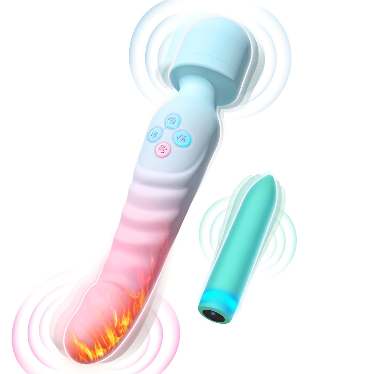 G-Spot Vibrator Wand & Bullet Set 7 Modes, Waterproof Heating Massager