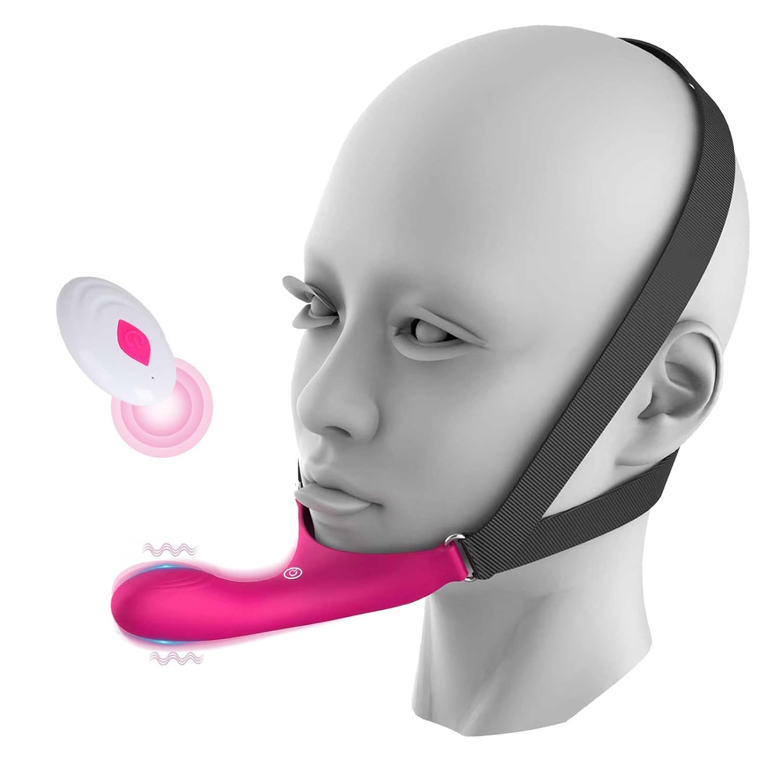 Strap-On Face Chin Harness Vibrator Dildo, Wearable Head-Mounted Dildo