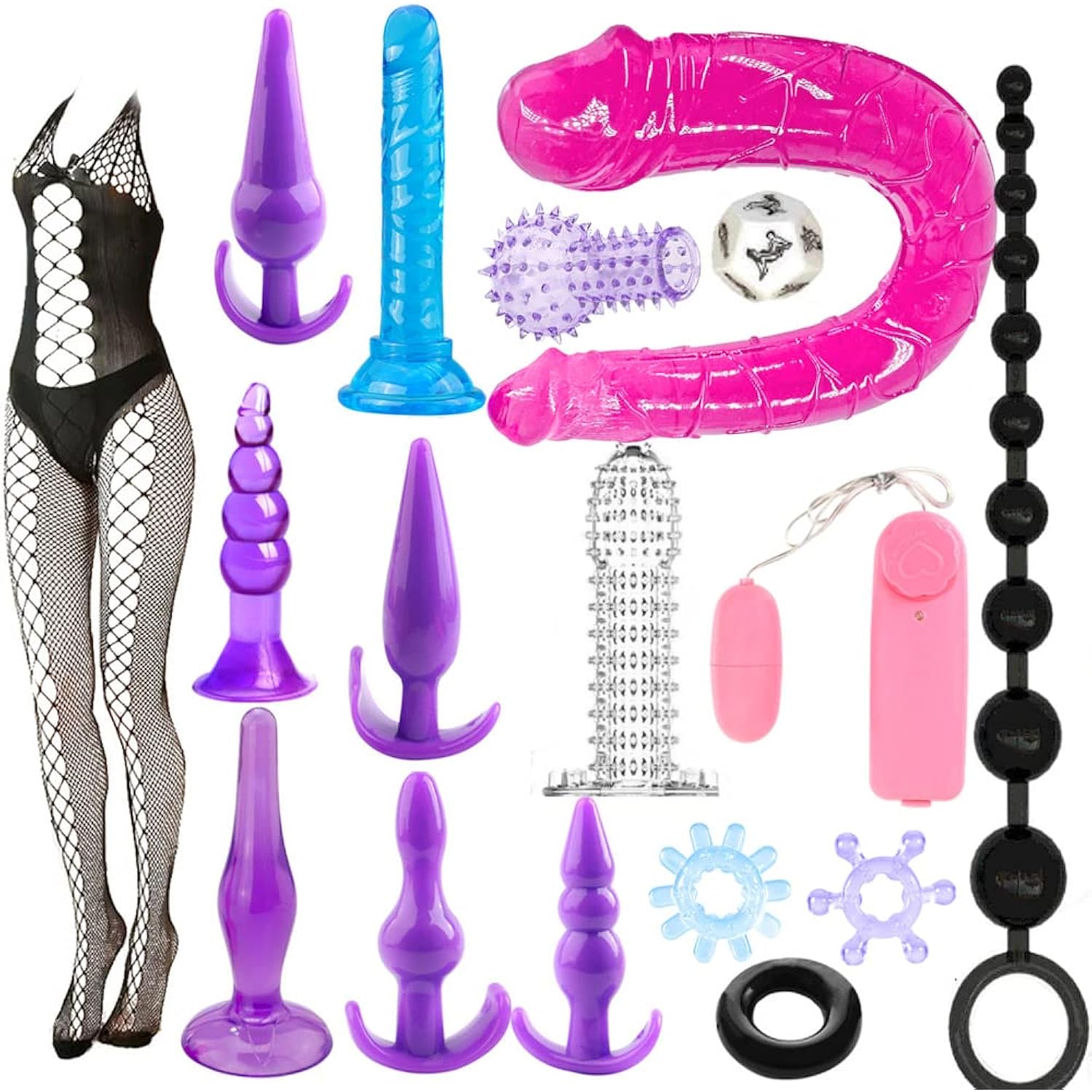 17PCS Flexible Anal Beads and Butt Plug Set, Anal Sex Toys for Adults