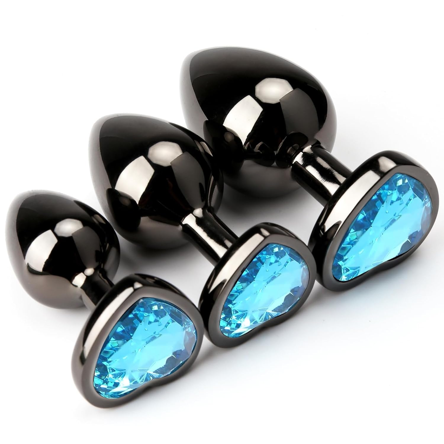Anal Plug 3PCS Training Set - Metal Butt Plug Kit with Crystal Diamond
