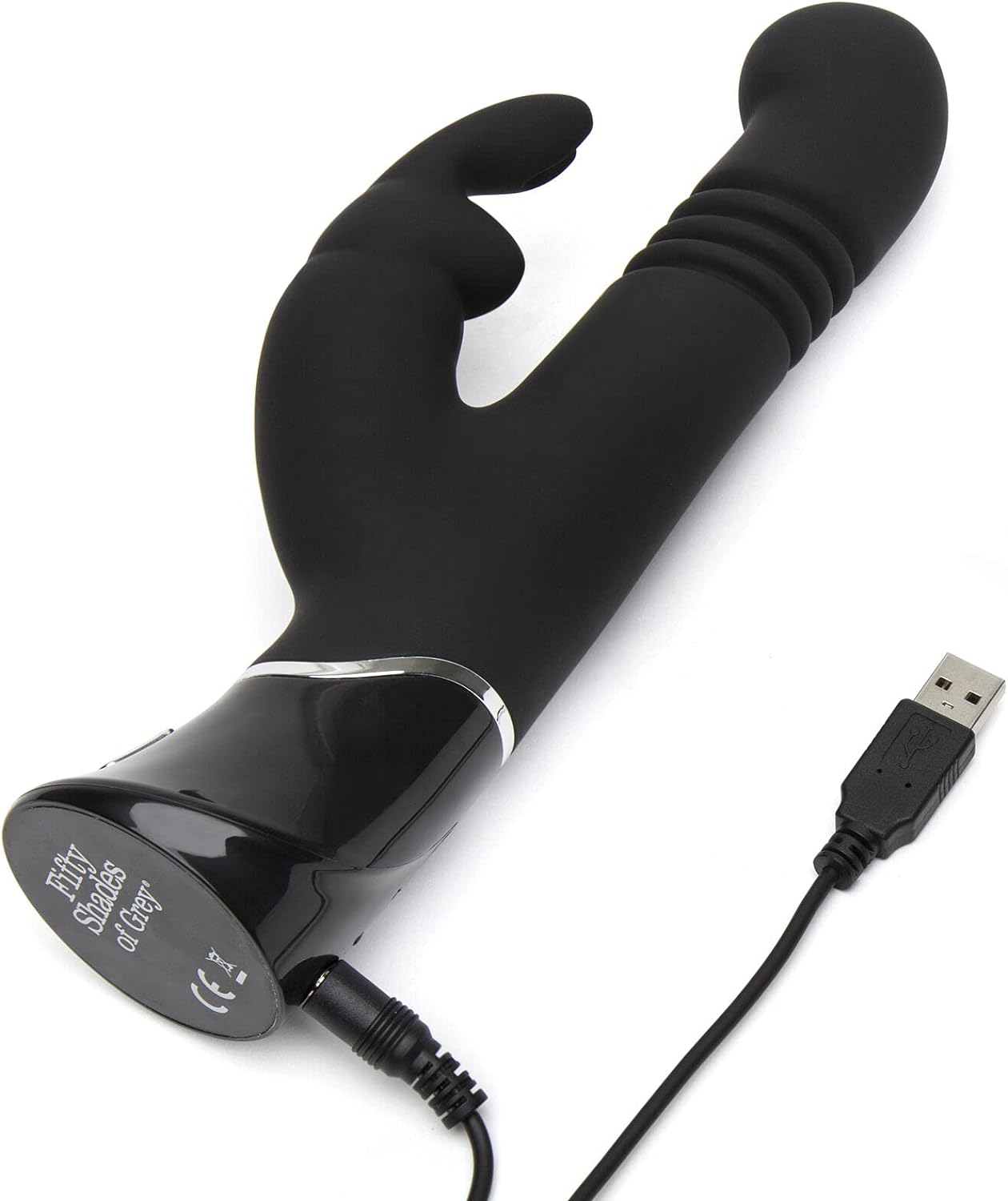 Greedy Girl Thrusting Rabbit Vibrator: 4.5 Inch Silicone Thrusting Vibrator, Dual Stimulation, Rechargeable & Waterproof Adult Sex Toy - Black