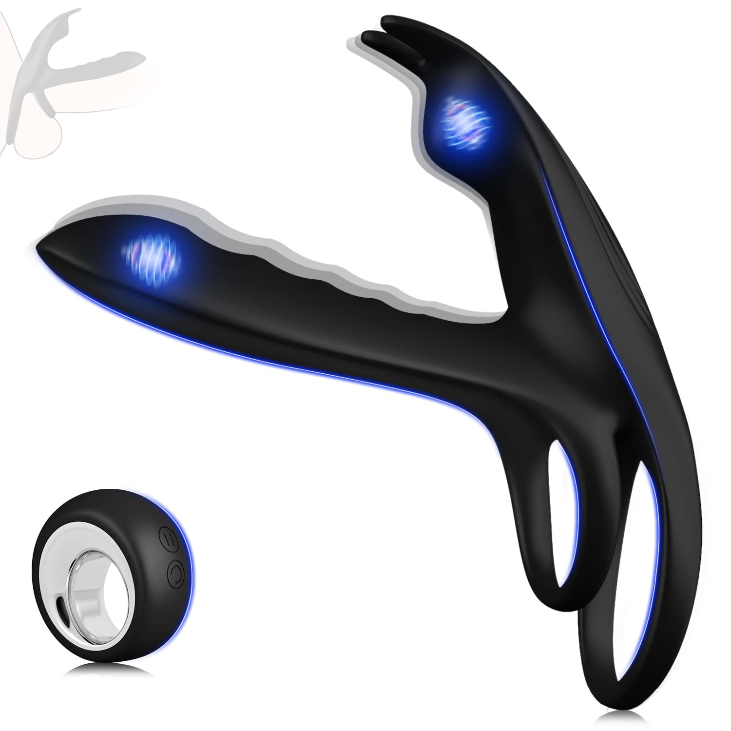 Vibrating Cock Ring, 3 In 1 Silicone Penis Ring With 10 Vibration