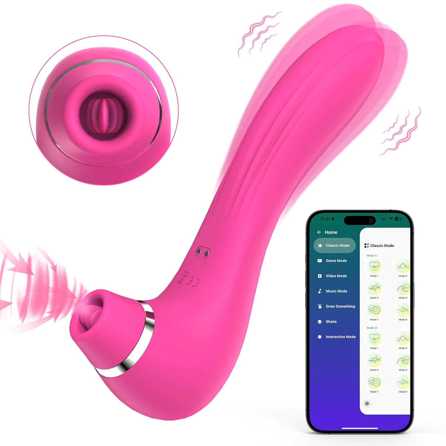4-in-1 Clitoral Sucking & Licking Vibrator with APP Control - 9 Modes