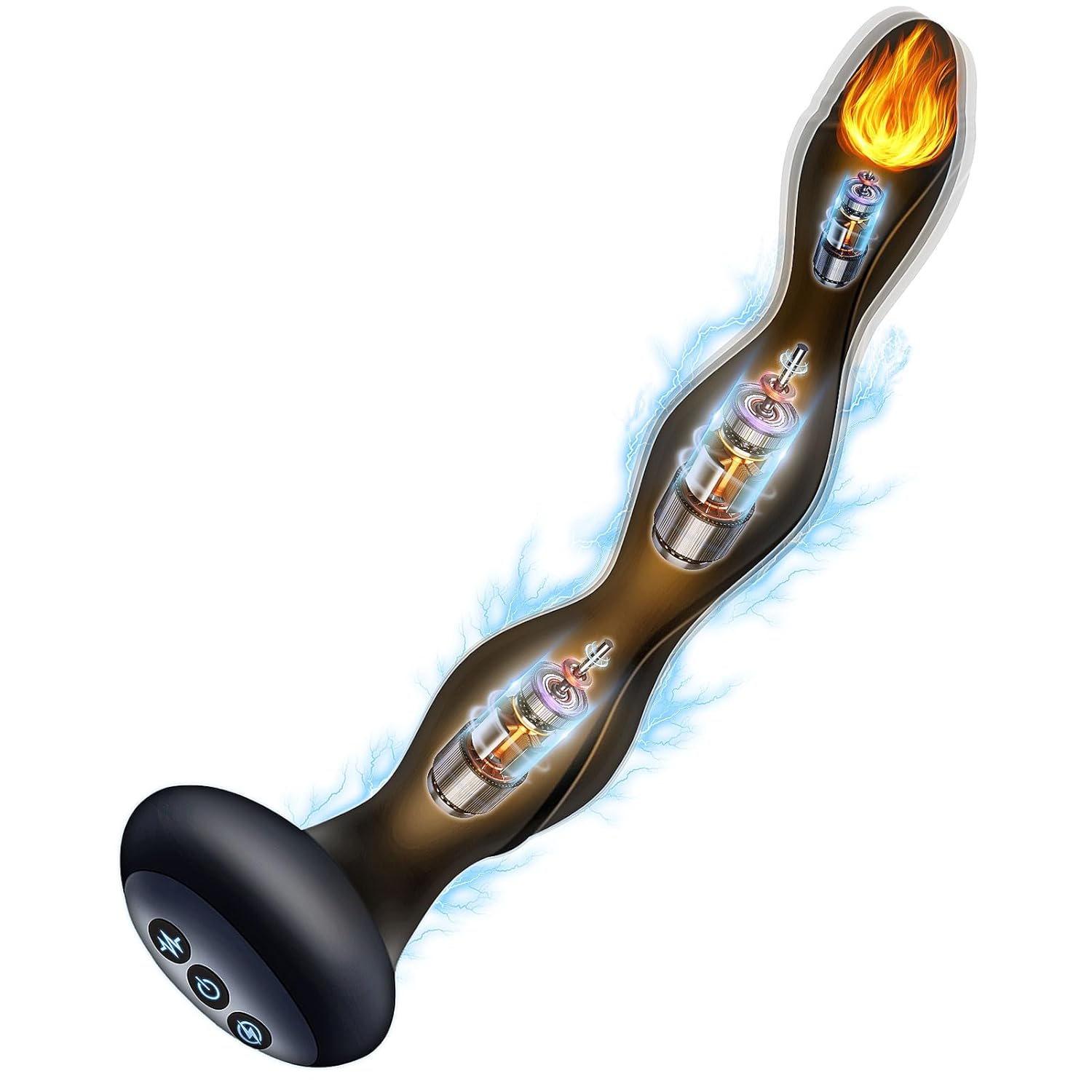 Anal Vibrator Butt Plug Silicone Vibrating Heating Shocking Anal Beads