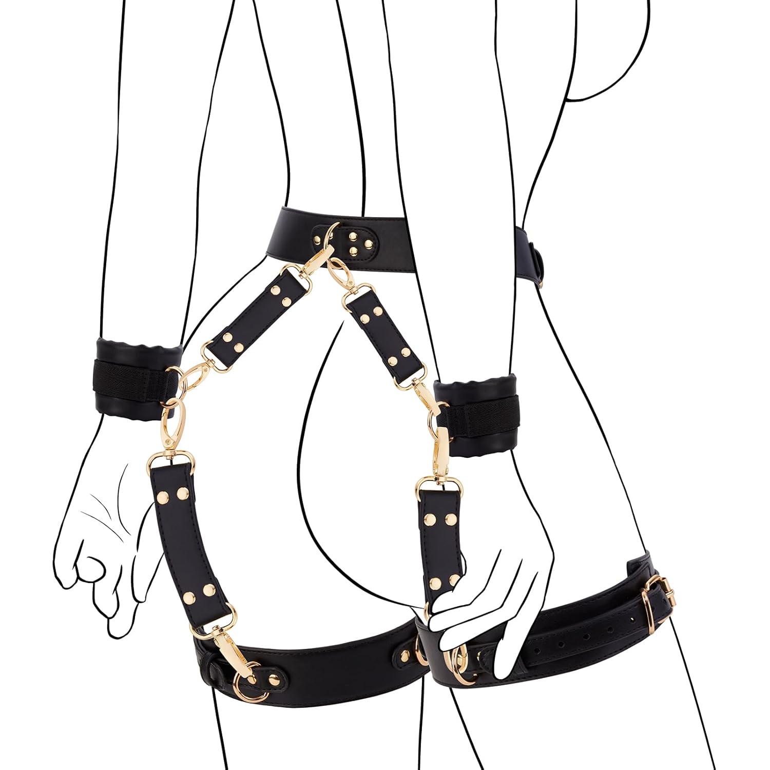 BDSM Bondage Kit 6 Adjustable Restraints and Blindfold for Couples