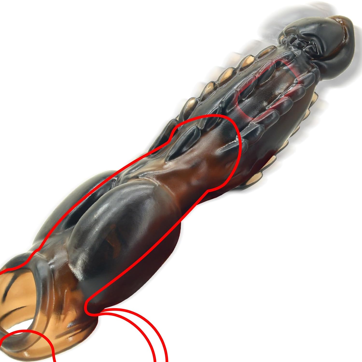 Vibrating Penis Sleeve With Ball Stretcher - Black Reusable Ribbed