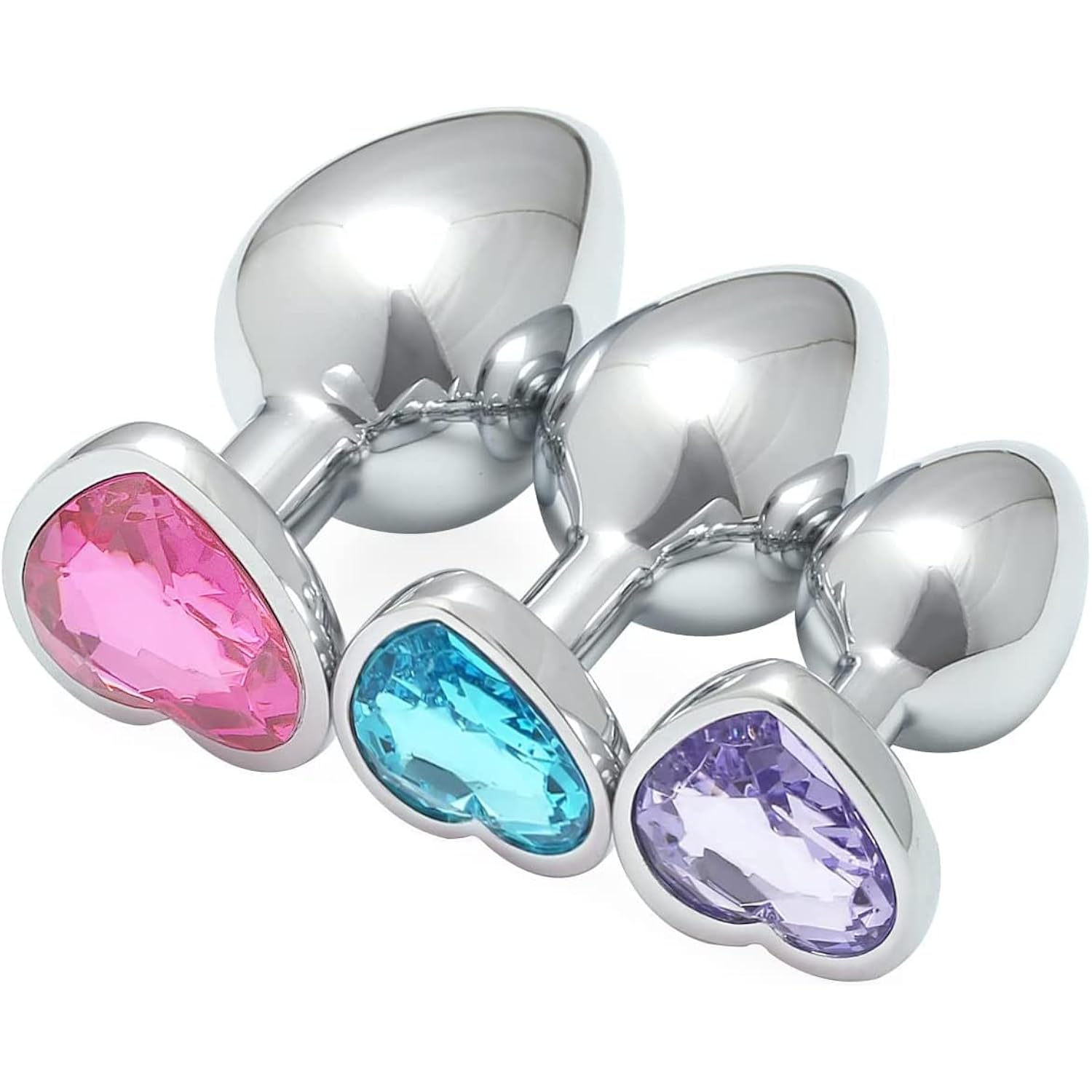 Store 3 Pcs Luxury Jewelry Design Fetish Heart Metal Anal Butt Plug