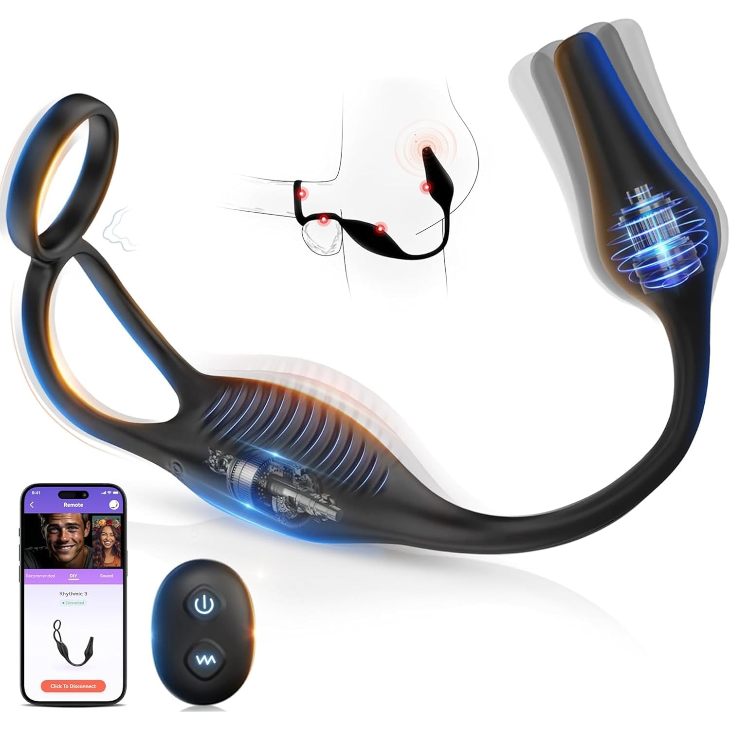 Male Sex Toys For Men Prostate Massager - 4 In 1 Vibrating Cock Ring