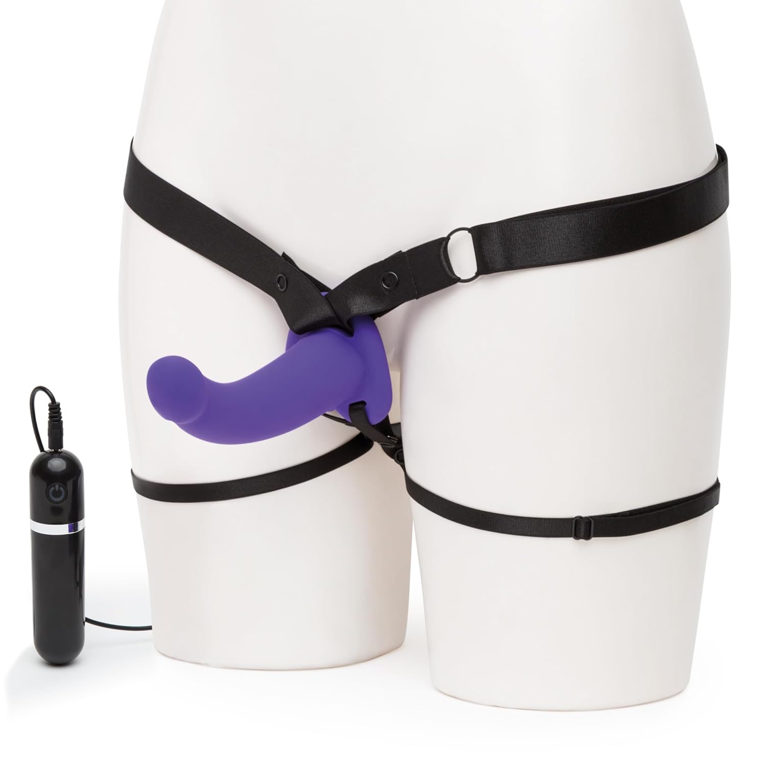 Double Duty Strap On Vibrating Dildo - Curved 7 Inch Silicone Dildo