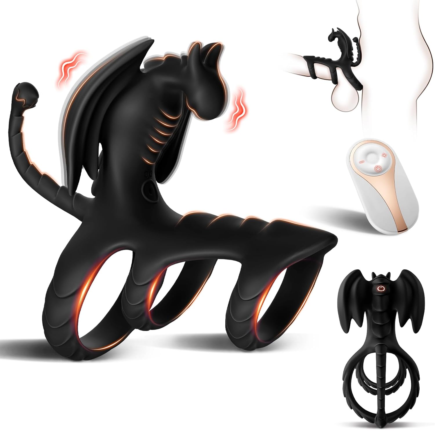 Vibrating Cock Ring Sex Toys For Men - Penis Rings Dragon-Shape Male